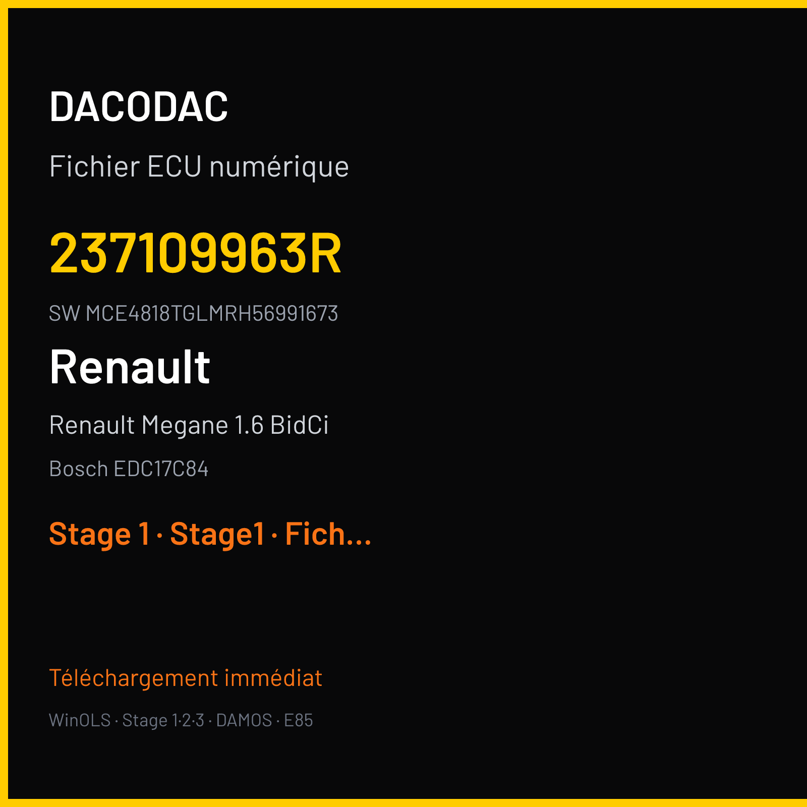 Renault Megane 1.6 BidCi (2016) — Bosch EDC17C84 — 237109963R · MCE4818TGLMRH56991673 — Stage 1