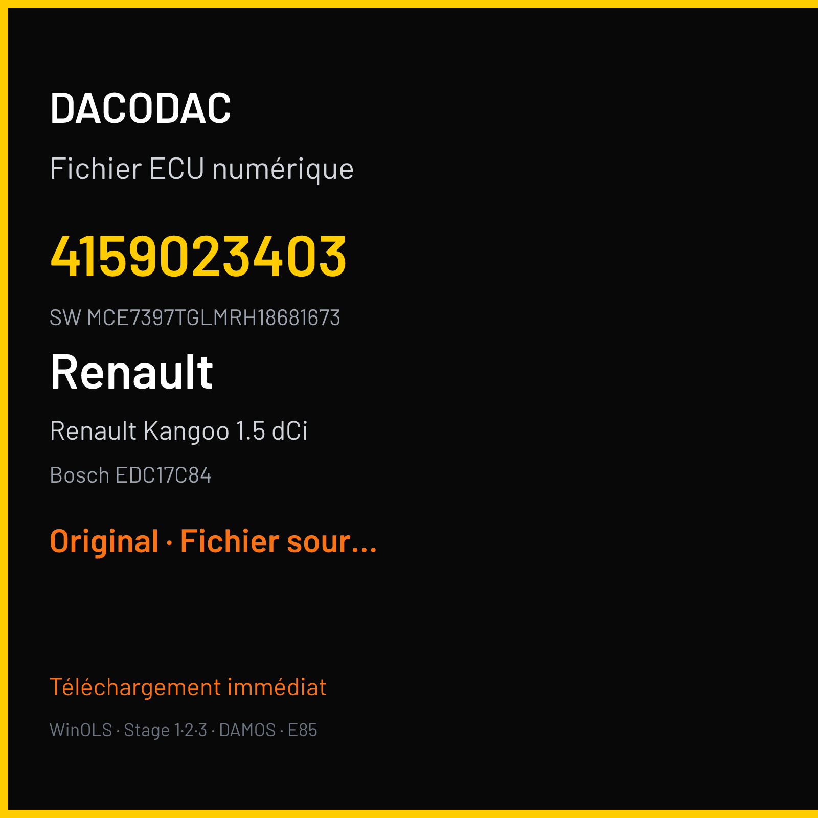 Renault Kangoo 1.5 dCi (2016) — Bosch EDC17C84 — 4159023403 · MCE7397TGLMRH18681673 — Original