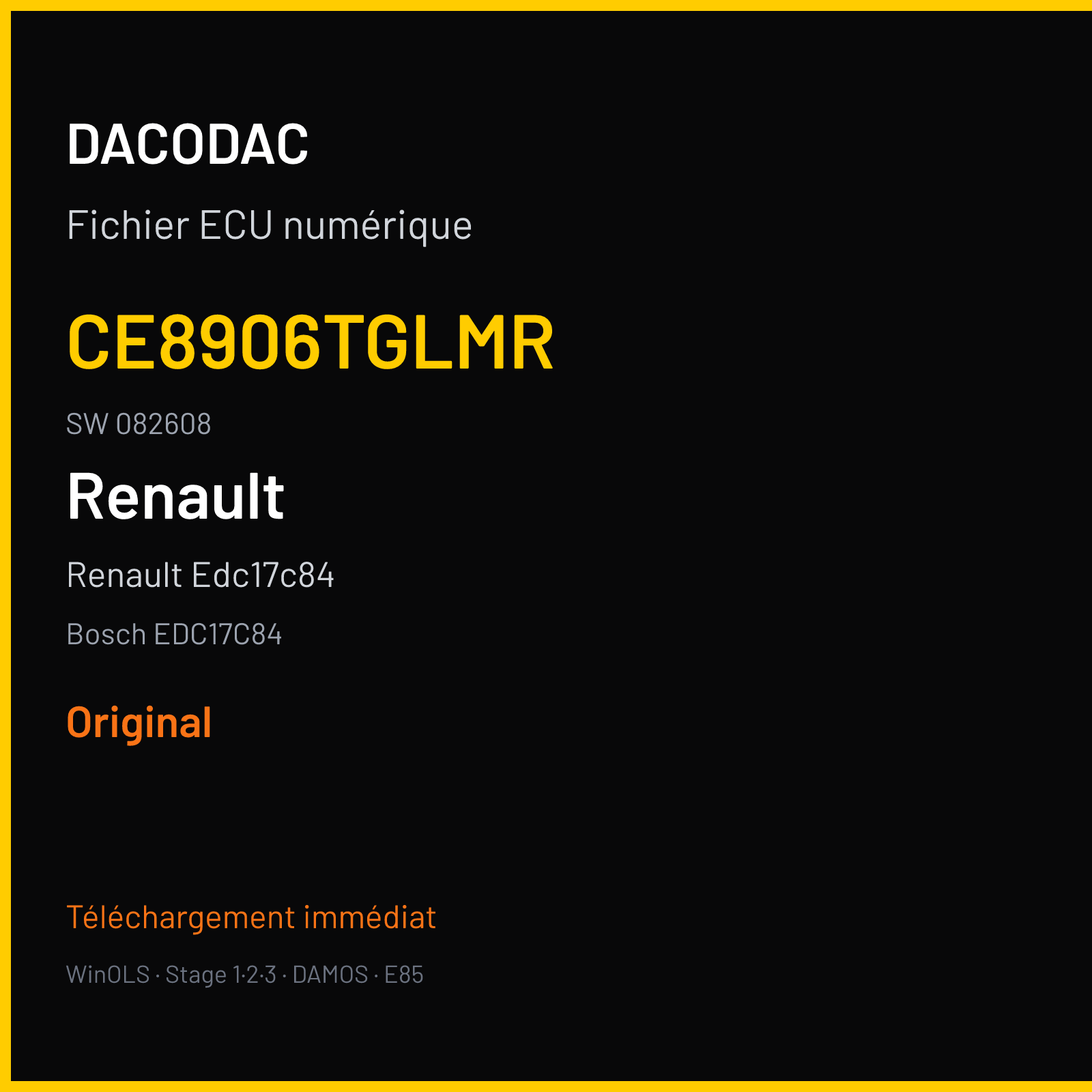 Renault Edc17c84 — Bosch EDC17C84 — CE8906TGLMR · 082608 — Original