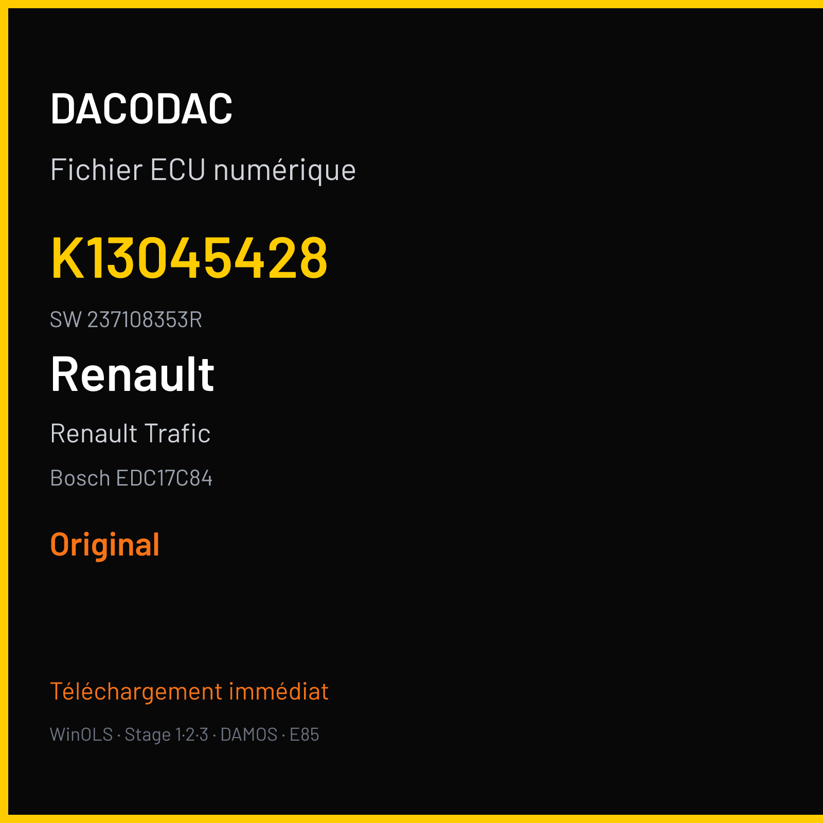 Renault Trafic 140 ch (2017) — Bosch EDC17C84 — K13045428 · 237108353R · 011017 — Original