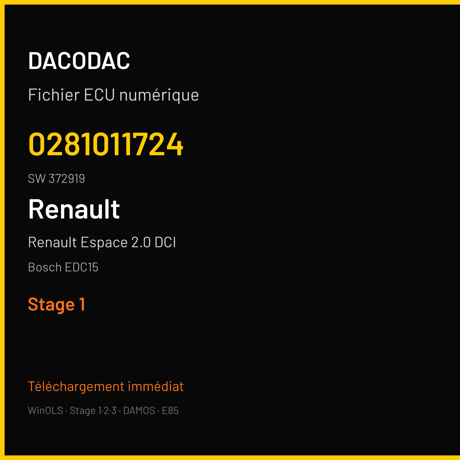 Renault Espace 2.0 DCI (2005) — Bosch EDC15 — 0281011724 · 372919 — Stage 1