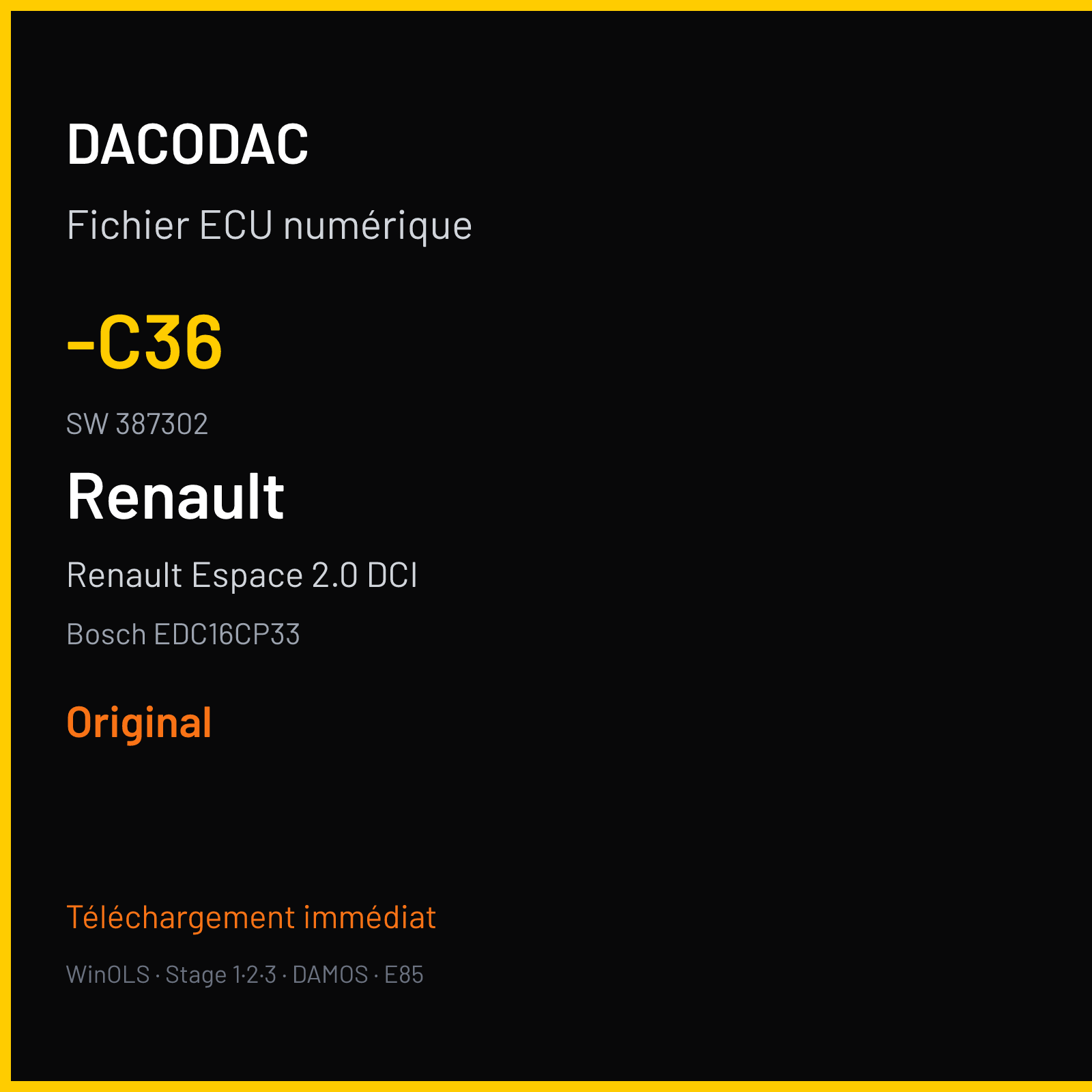 Renault Espace 2.0 DCI (2009) — Bosch EDC16CP33 — -C36 · 387302 — Original