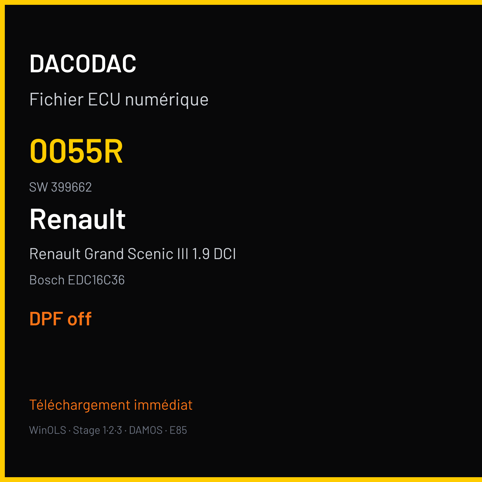 Renault Grand Scenic III 1.9 DCI (2010) — Bosch EDC16C36 — 0055R · 399662 — DPF off