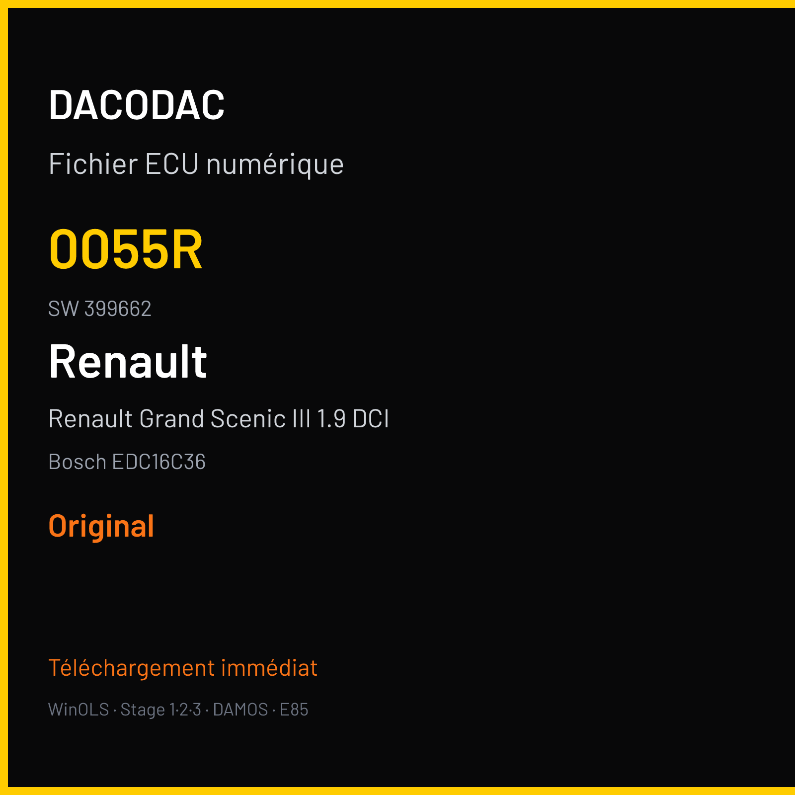 Renault Grand Scenic III 1.9 DCI (2010) — Bosch EDC16C36 — 0055R · 399662 — Original