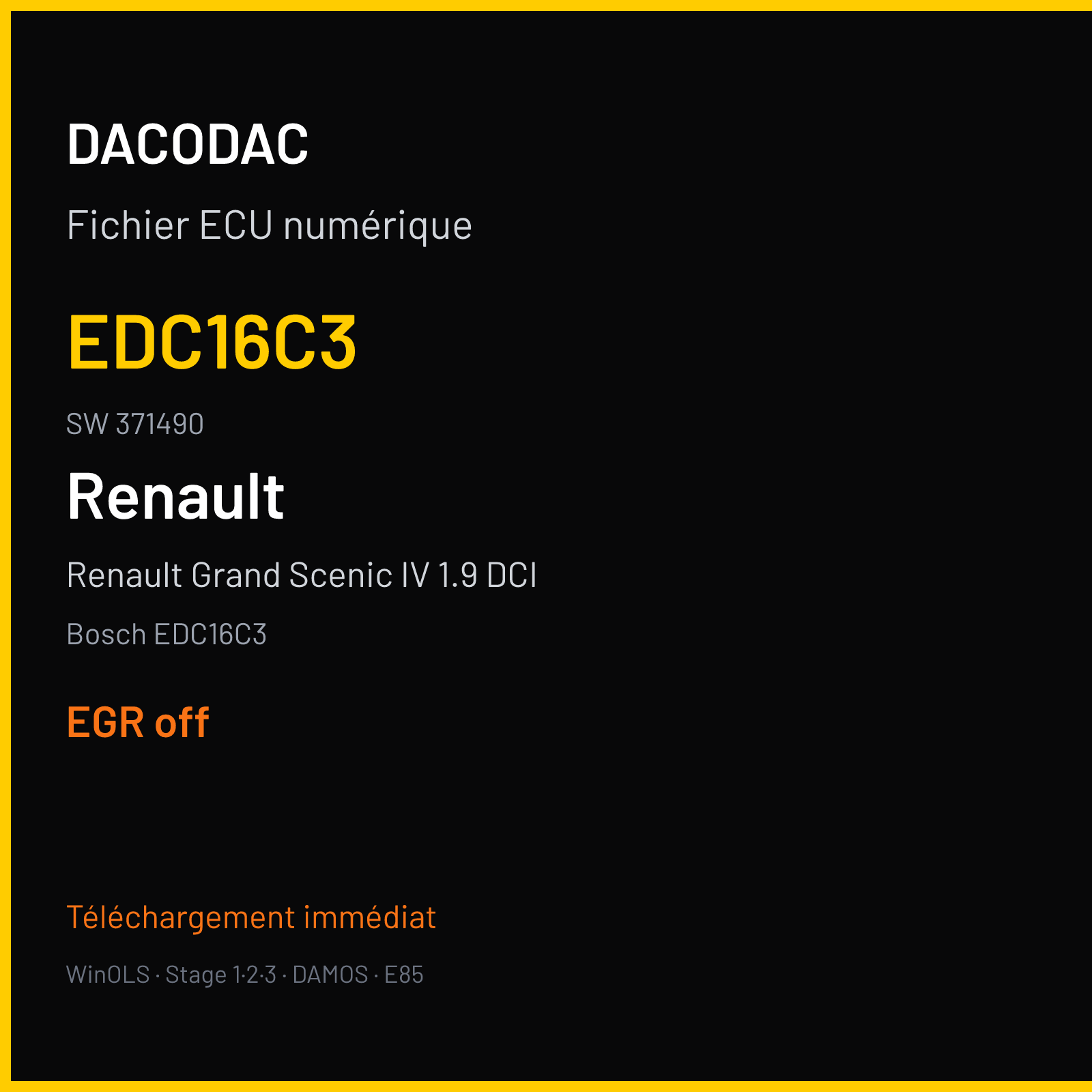 Renault Grand Scenic IV 1.9 DCI (2004) — Bosch EDC16C3 — EDC16C3 · 371490 — EGR off