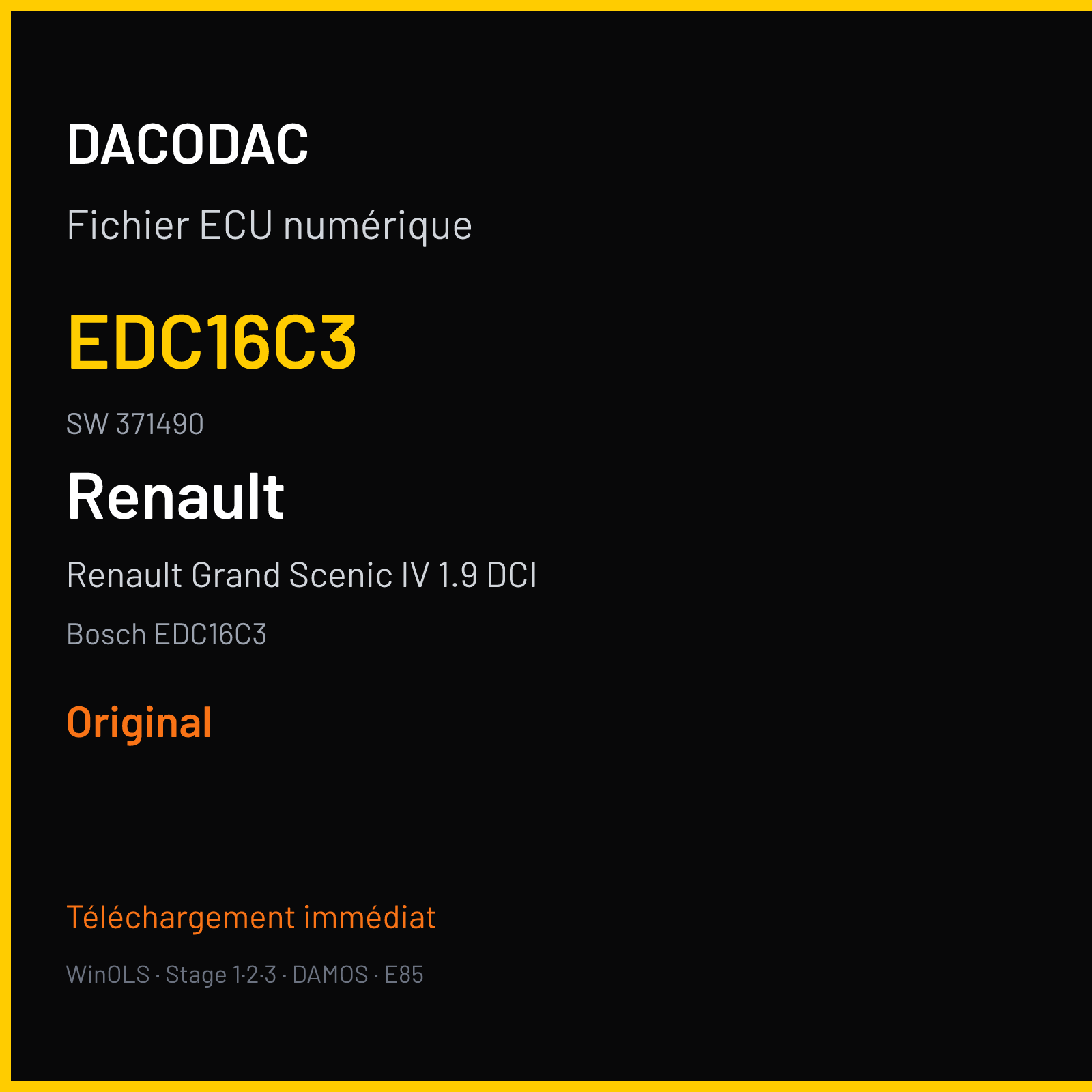 Renault Grand Scenic IV 1.9 DCI (2004) — Bosch EDC16C3 — EDC16C3 · 371490 — Original