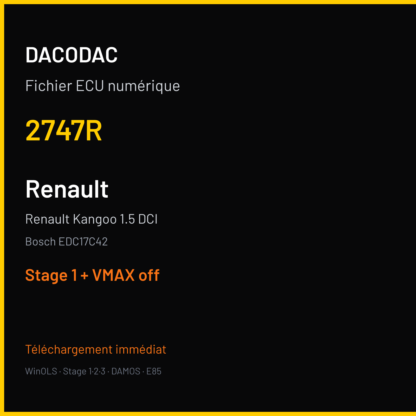 Renault Kangoo 1.5 DCI (2013) — Bosch EDC17C42 — 2747R — Stage 1 + VMAX off