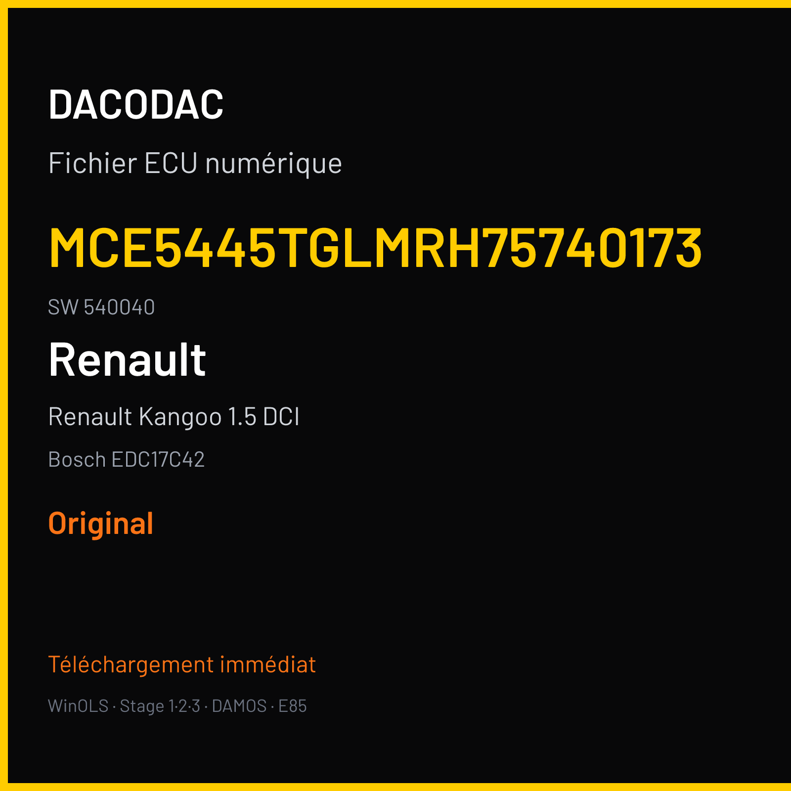 Renault Kangoo 1.5 DCI (2014) — Bosch EDC17C42 — MCE5445TGLMRH75740173 · 540040 — Original