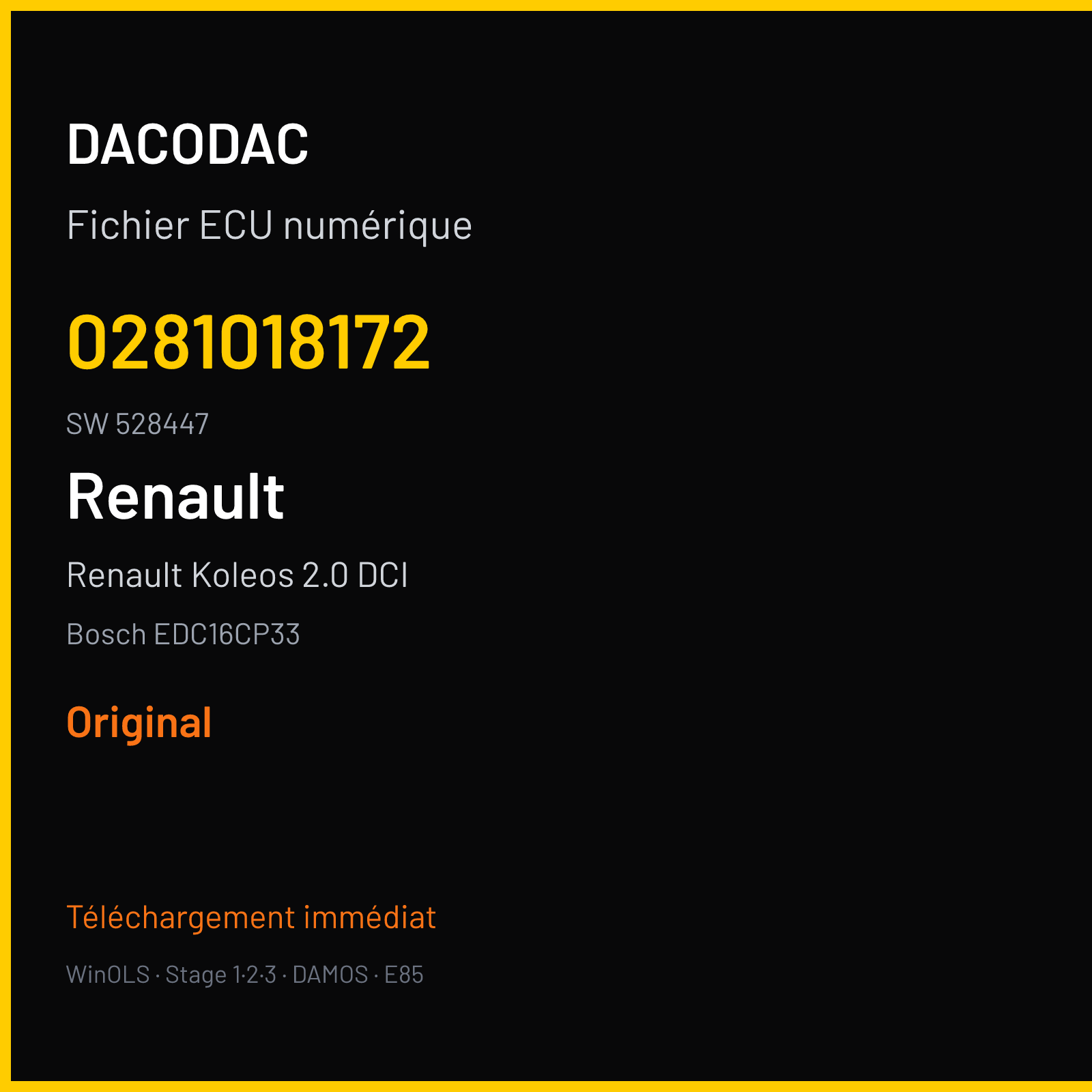 Renault Koleos 2.0 DCI (2013) — Bosch EDC16CP33 — 0281018172 · 528447 — Original