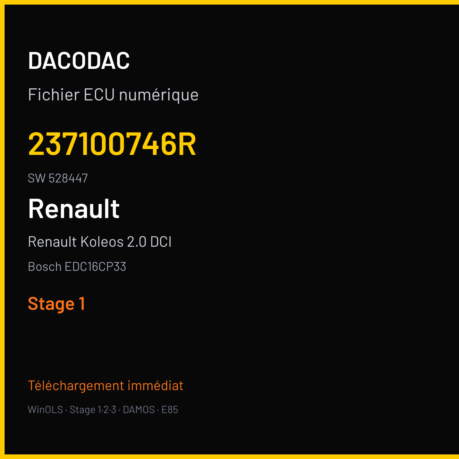 Renault Koleos 2.0 DCI (2014) — Bosch EDC16CP33 — 237100746R · 528447 — Stage 1