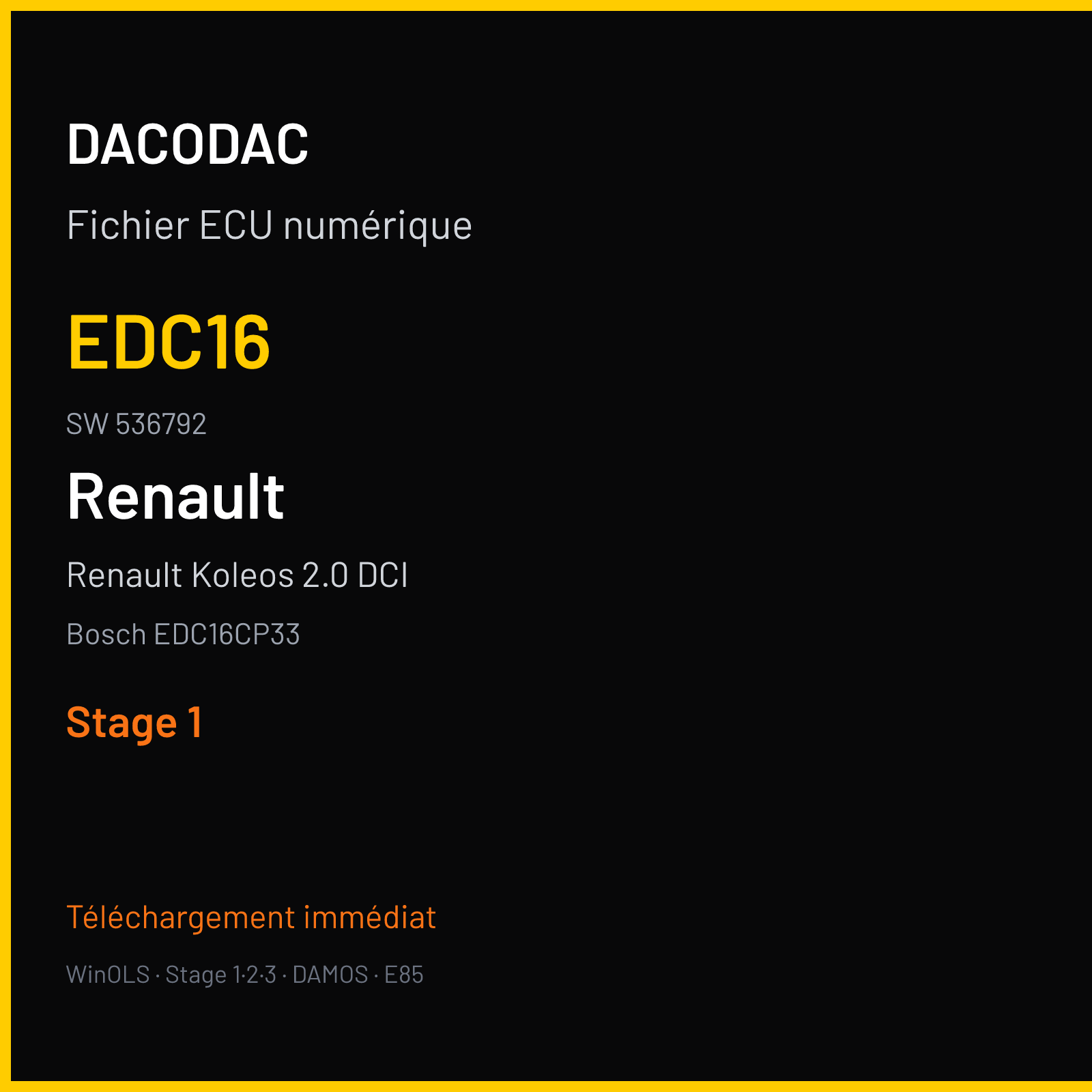 Renault Koleos 2.0 DCI (2010) — Bosch EDC16CP33 — EDC16 · 536792 — Stage 1
