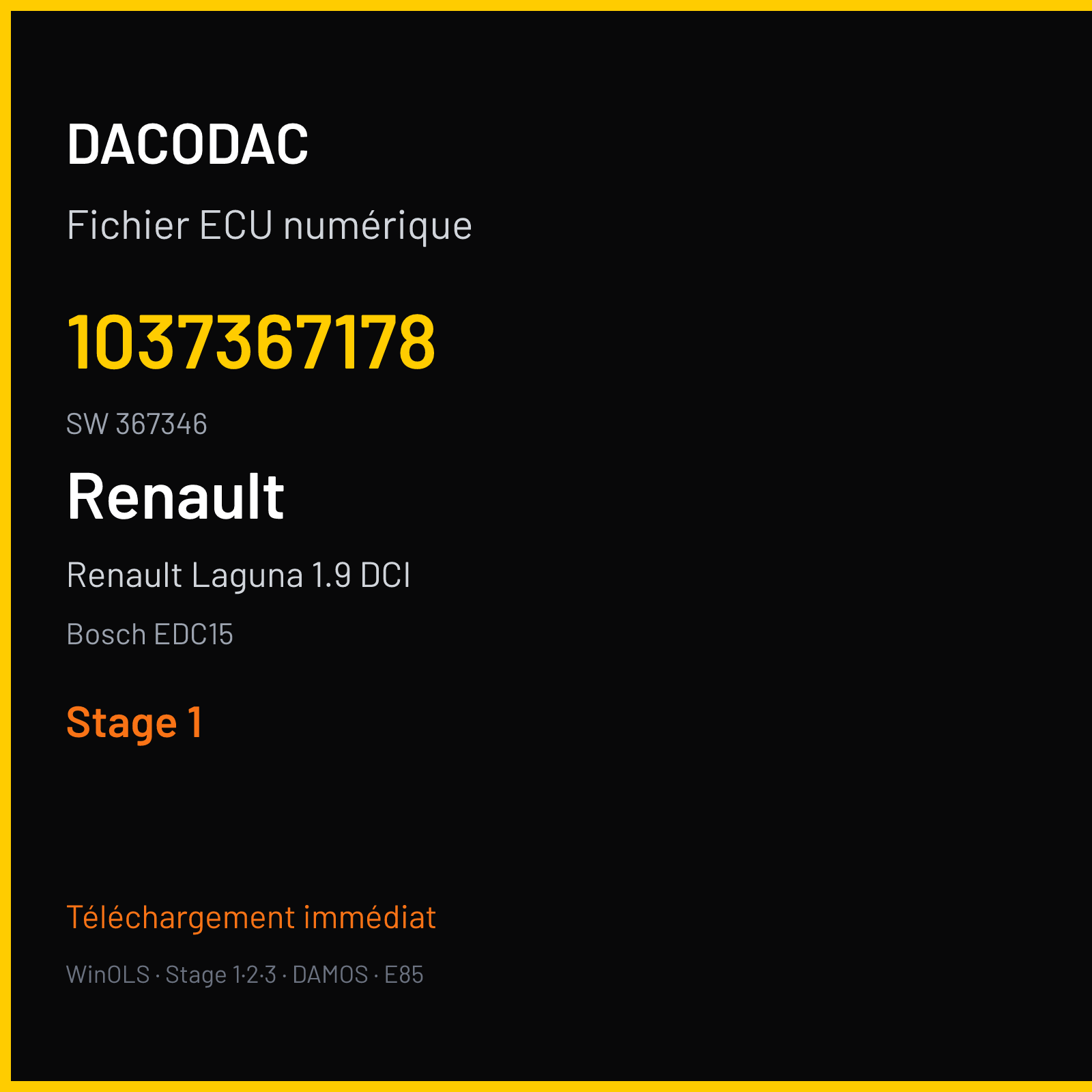 Renault Laguna 1.9 DCI (2003) — Bosch EDC15 — 1037367178 · 367346 — Stage 1