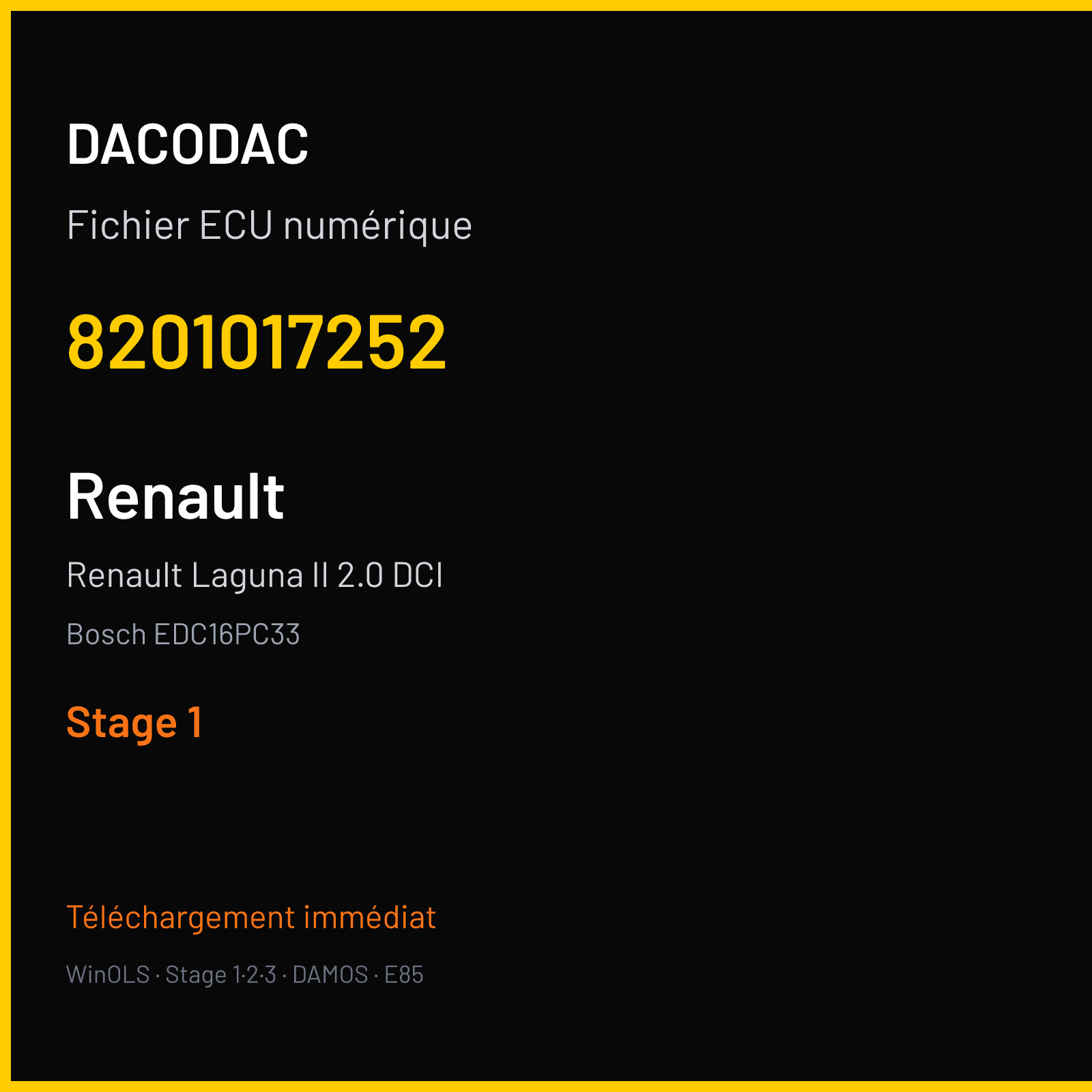 Renault Laguna II 2.0 DCI (2009) — Bosch EDC16PC33 — 8201017252 — Stage 1