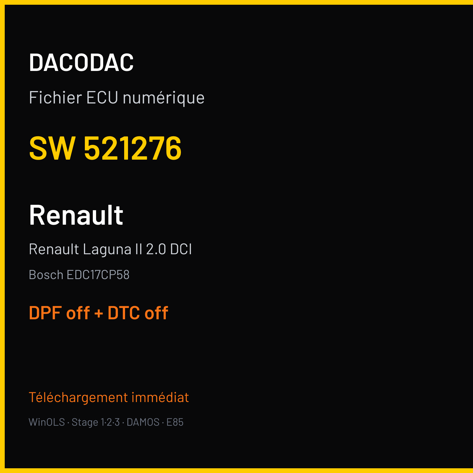 Renault Laguna II 2.0 DCI (2010) — Bosch EDC17CP58 — 521276 — DPF off + DTC off