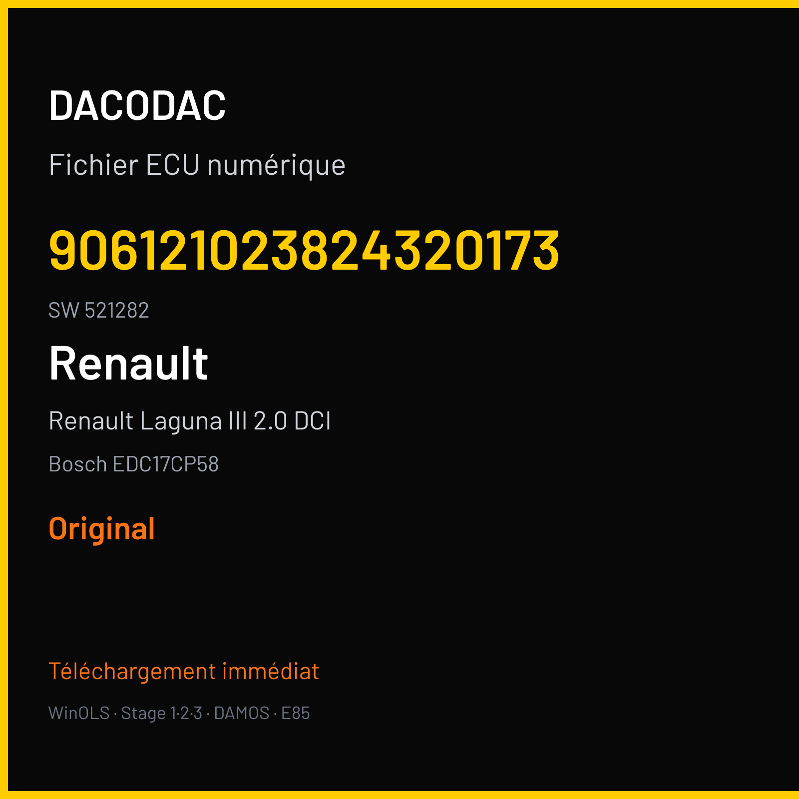 Renault Laguna III 2.0 DCI (2012) — Bosch EDC17CP58 — 906121023824320173 · 521282 — Original