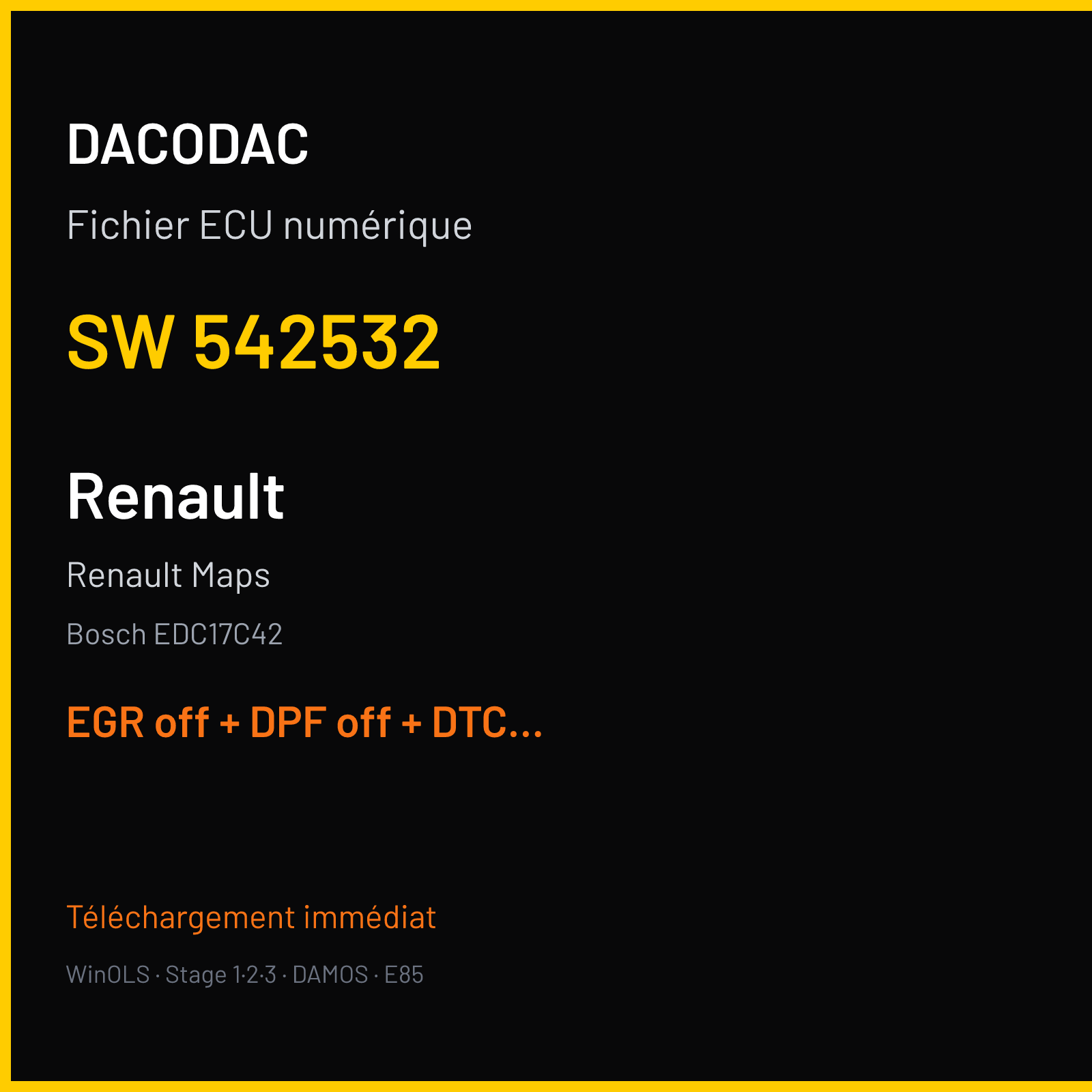 Renault Maps — Bosch EDC17C42 — 542532 — EGR off + DPF off + DTC off