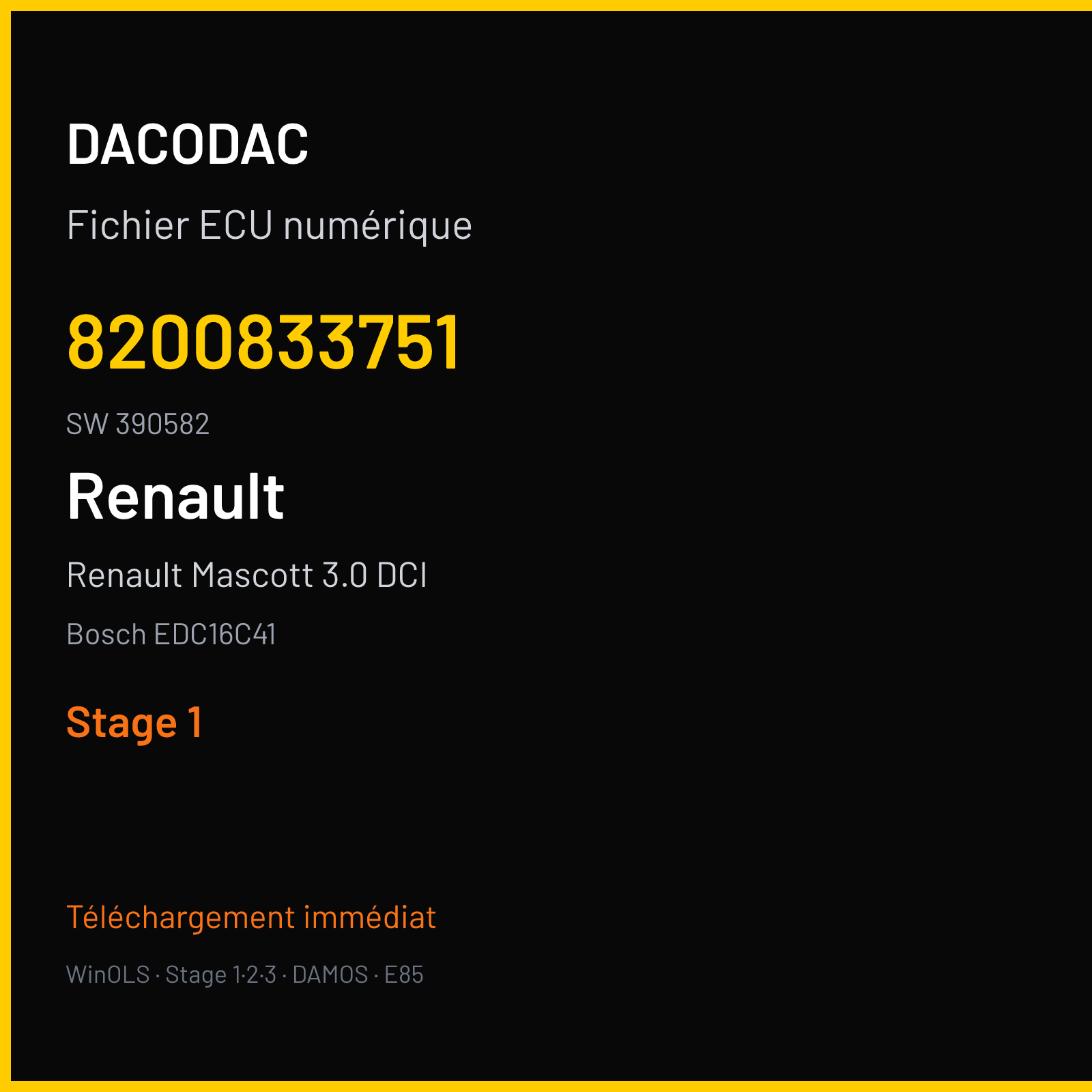 Renault Mascott 3.0 DCI (2008) — Bosch EDC16C41 — 8200833751 · 390582 — Stage 1