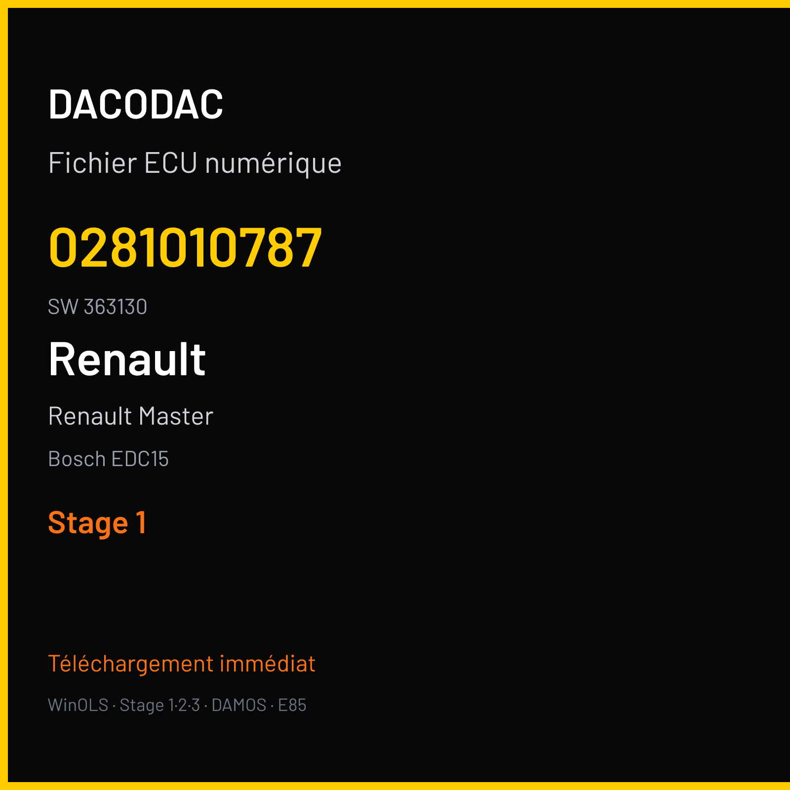 Renault Master (2002) — Bosch EDC15 — 0281010787 · 363130 — Stage 1