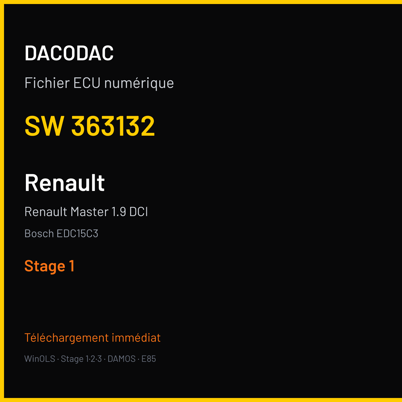 Renault Master 1.9 DCI (2002) — Bosch EDC15C3 — 363132 — Stage 1