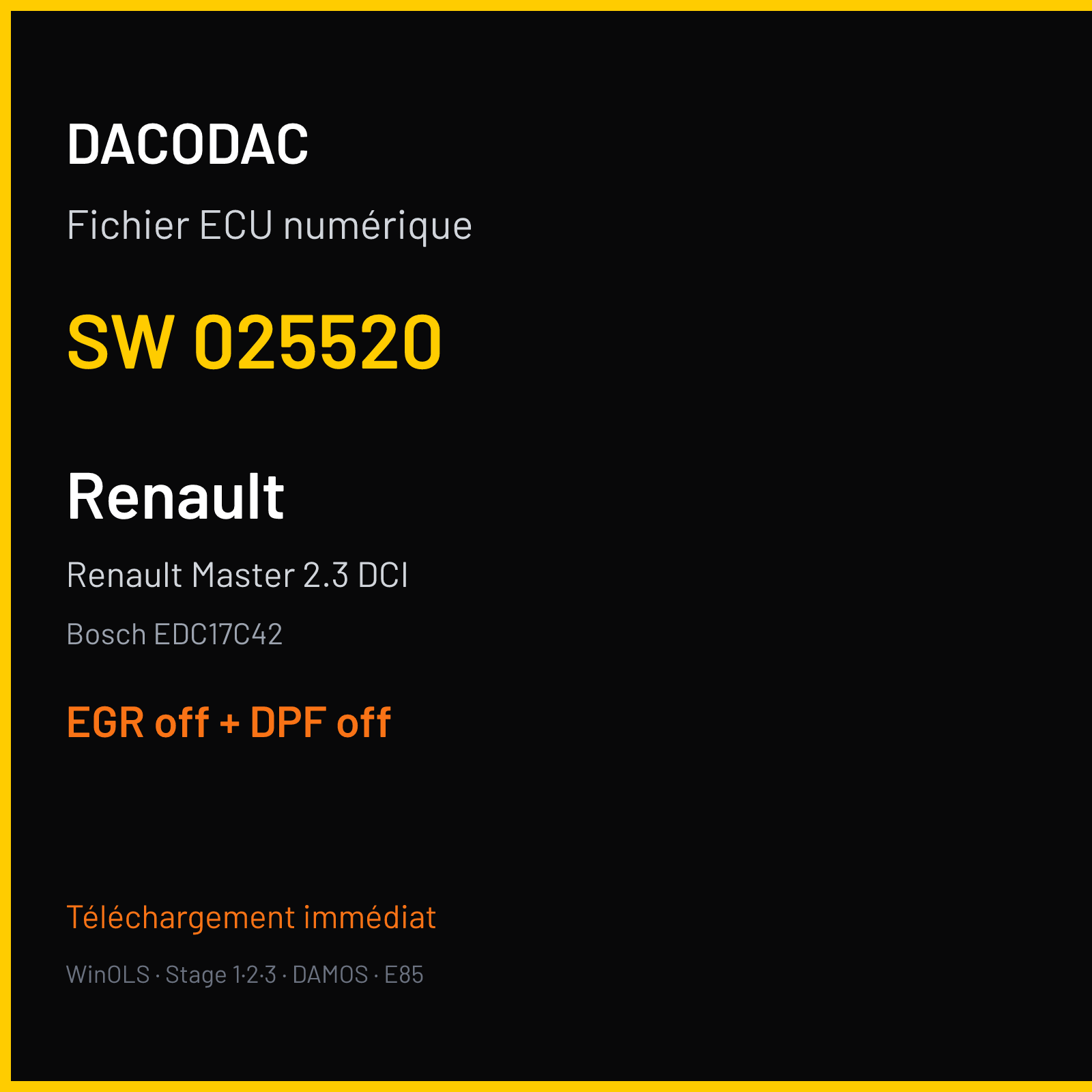 Renault Master 2.3 DCI (2005) — Bosch EDC17C42 — 025520 — EGR off + DPF off