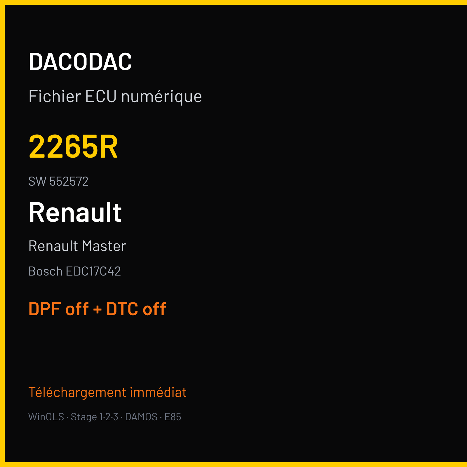 Renault Master (2015) — Bosch EDC17C42 — 2265R · 552572 — DPF off + DTC off