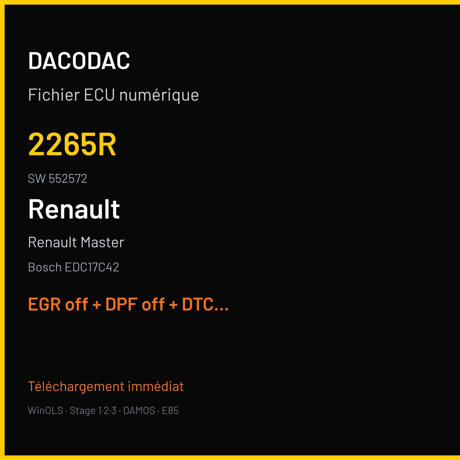 Renault Master (2015) — Bosch EDC17C42 — 2265R · 552572 — EGR off + DPF off + DTC off
