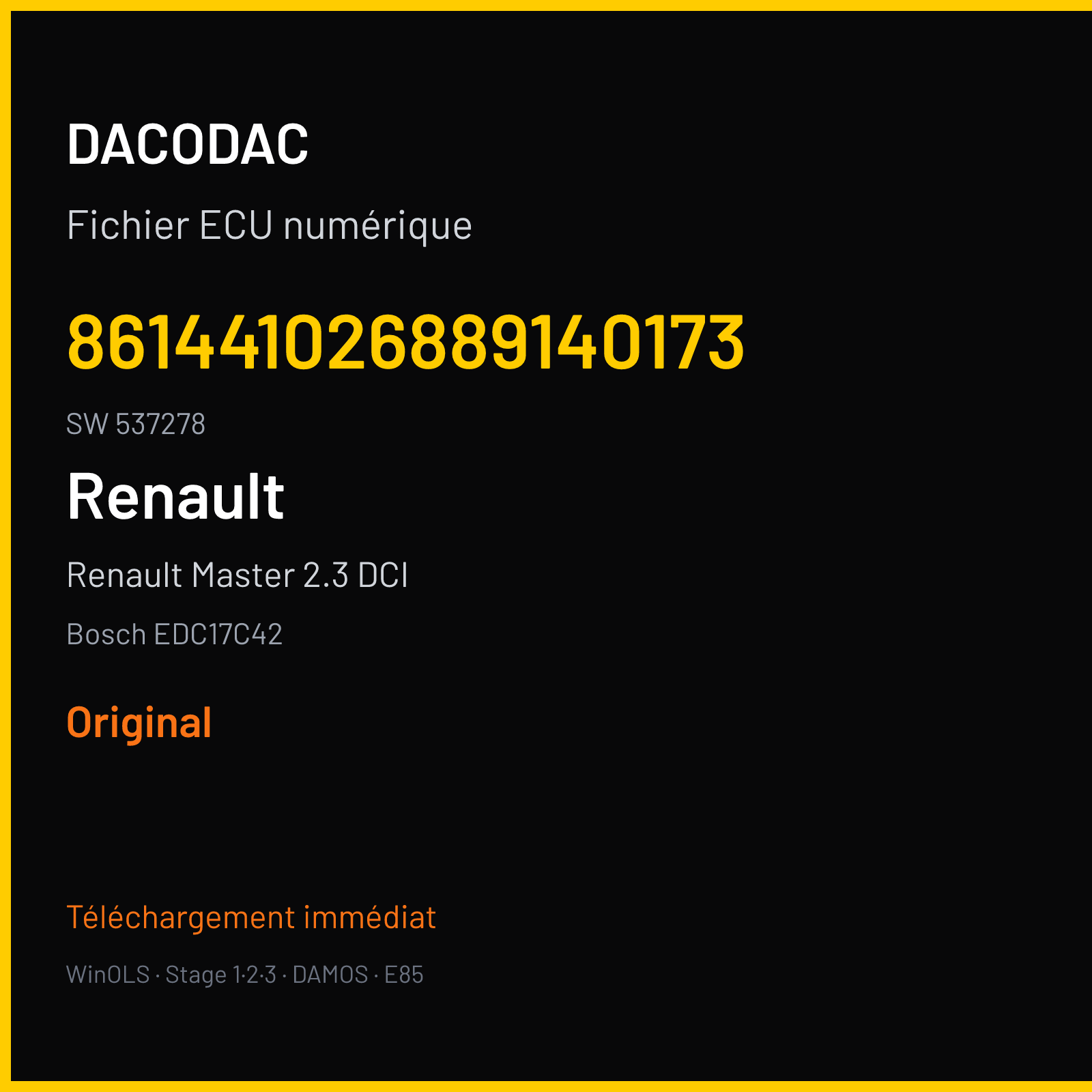 Renault Master 2.3 DCI (2013) — Bosch EDC17C42 — 861441026889140173 · 537278 — Original