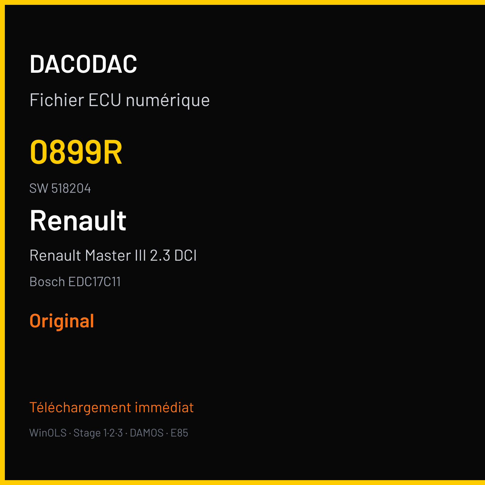 Renault Master III 2.3 DCI (2013) — Bosch EDC17C11 — 0899R · 518204 — Original