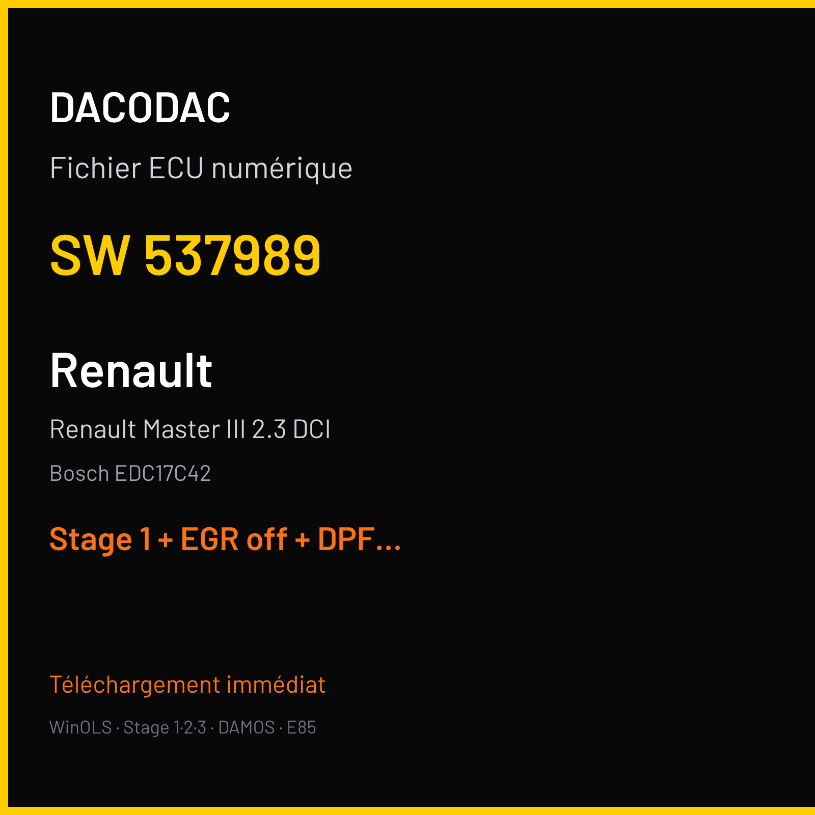 Renault Master III 2.3 DCI (2014) — Bosch EDC17C42 — 537989 — Stage 1 + EGR off + DPF off