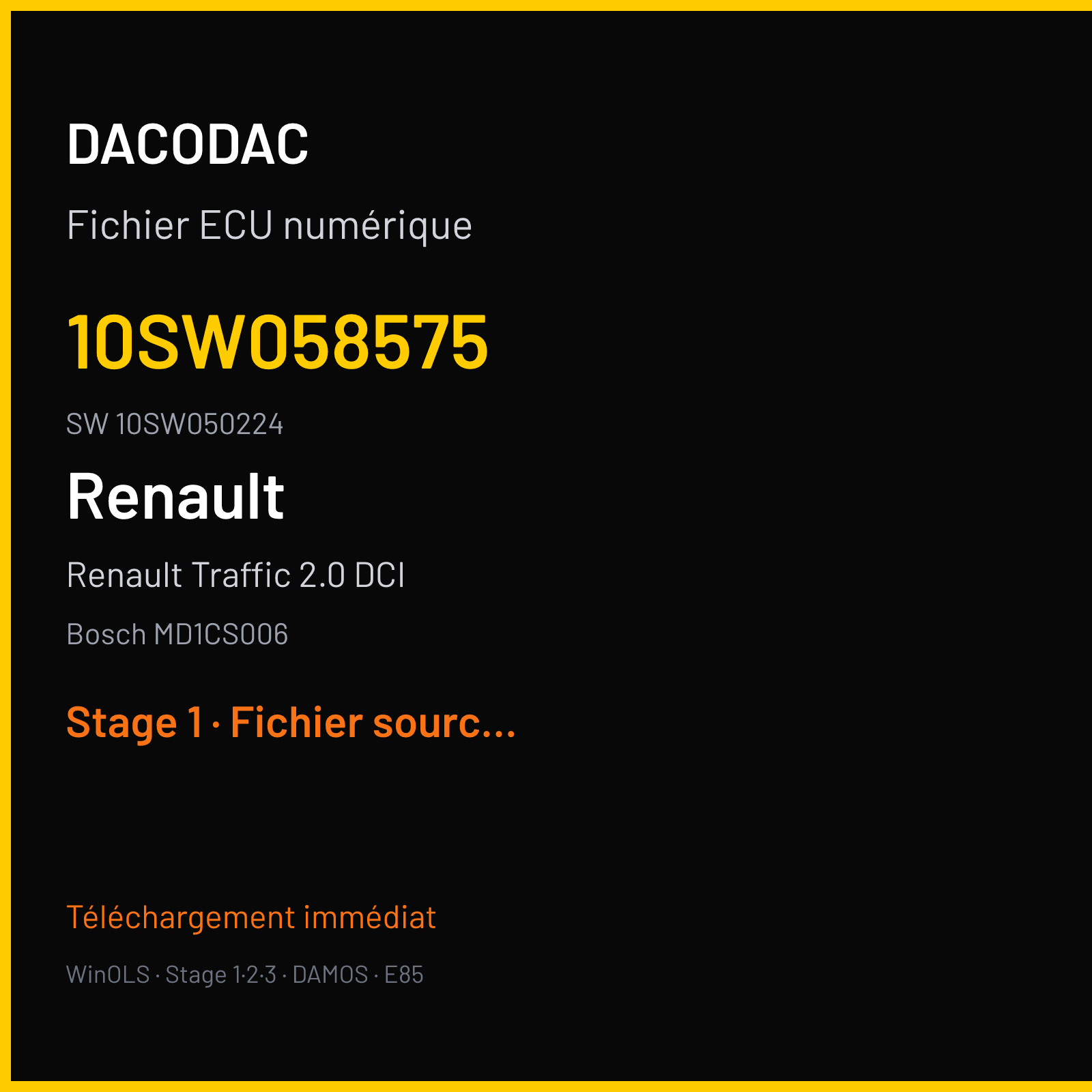 Renault Traffic 2.0 DCI 145 ch (2019) — Bosch MD1CS006 — 10SW058575 · 10SW050224 · 562525 — Stage 1