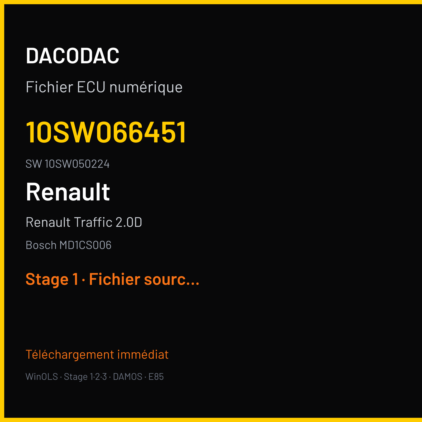 Renault Traffic 2.0D 145 ch (2020) — Bosch MD1CS006 — 10SW066451 · 10SW050224 · 066451 — Stage 1