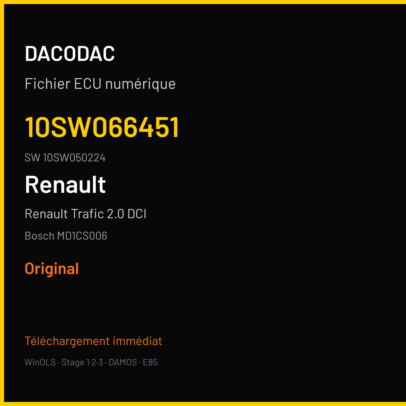 Renault Trafic 2.0 DCI 145 ch (2020) — Bosch MD1CS006 — 10SW066451 · 10SW050224 · 066451 — Original