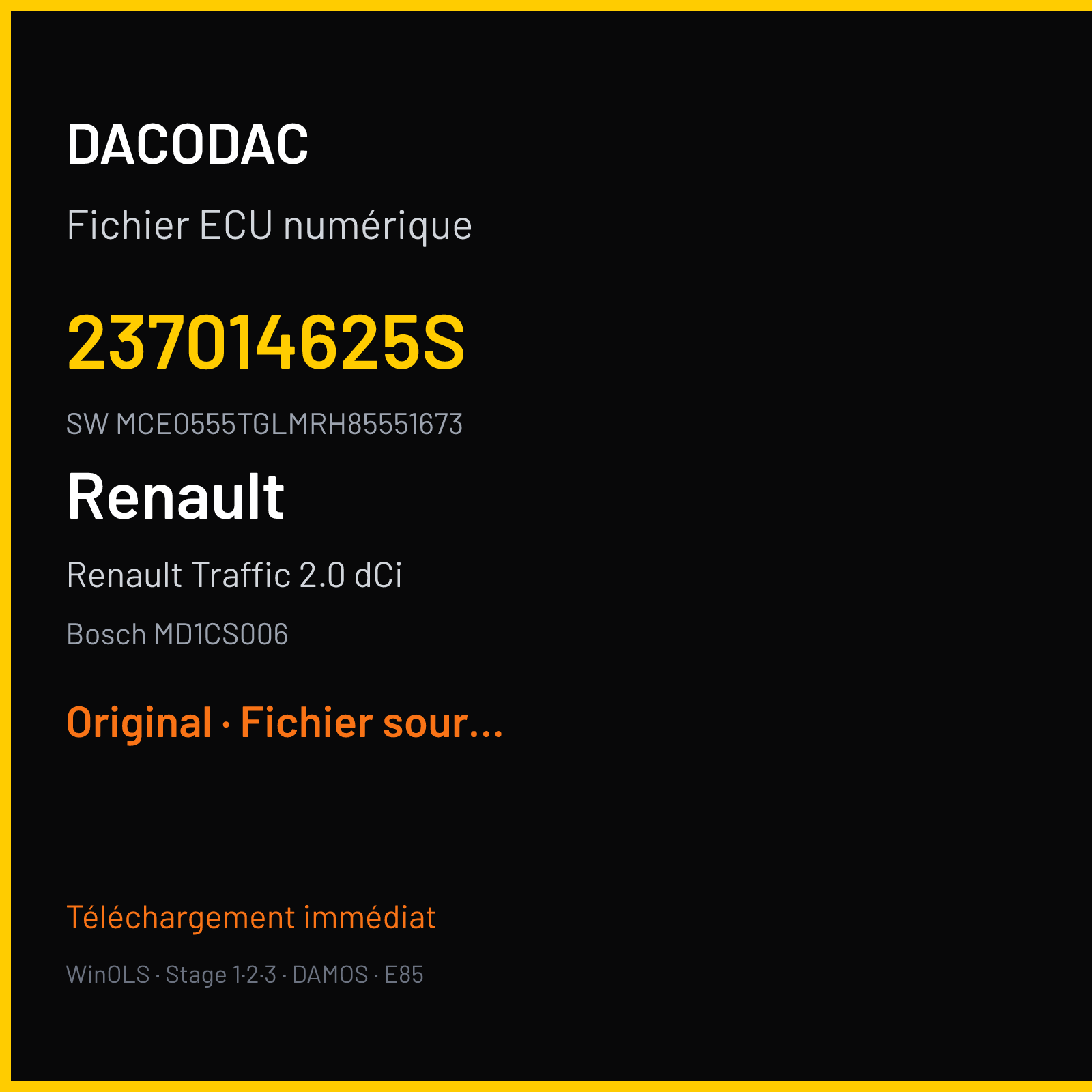 Renault Traffic 2.0 dCi (2019) — Bosch MD1CS006 — 237014625S · MCE0555TGLMRH85551673 — Original