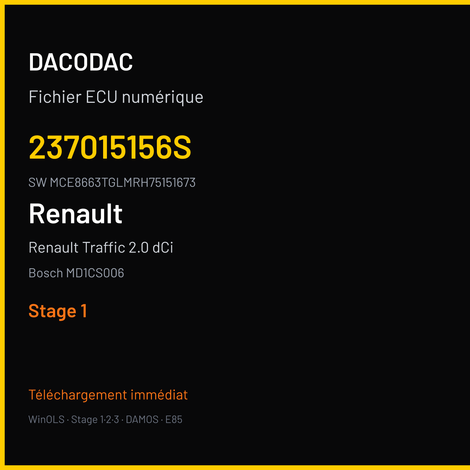 Renault Traffic 2.0 dCi 120 ch (2019) — Bosch MD1CS006 — 237015156S · MCE8663TGLMRH75151673 · 10SW051941 — Stage 1