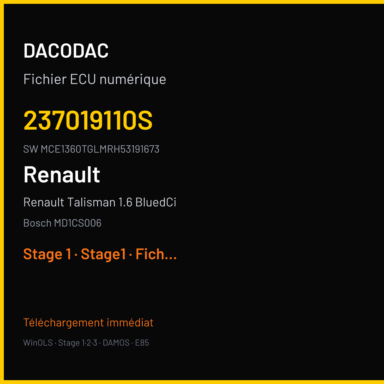 Renault Talisman 1.6 BluedCi (2019) — Bosch MD1CS006 — 237019110S · MCE1360TGLMRH53191673 — Stage 1