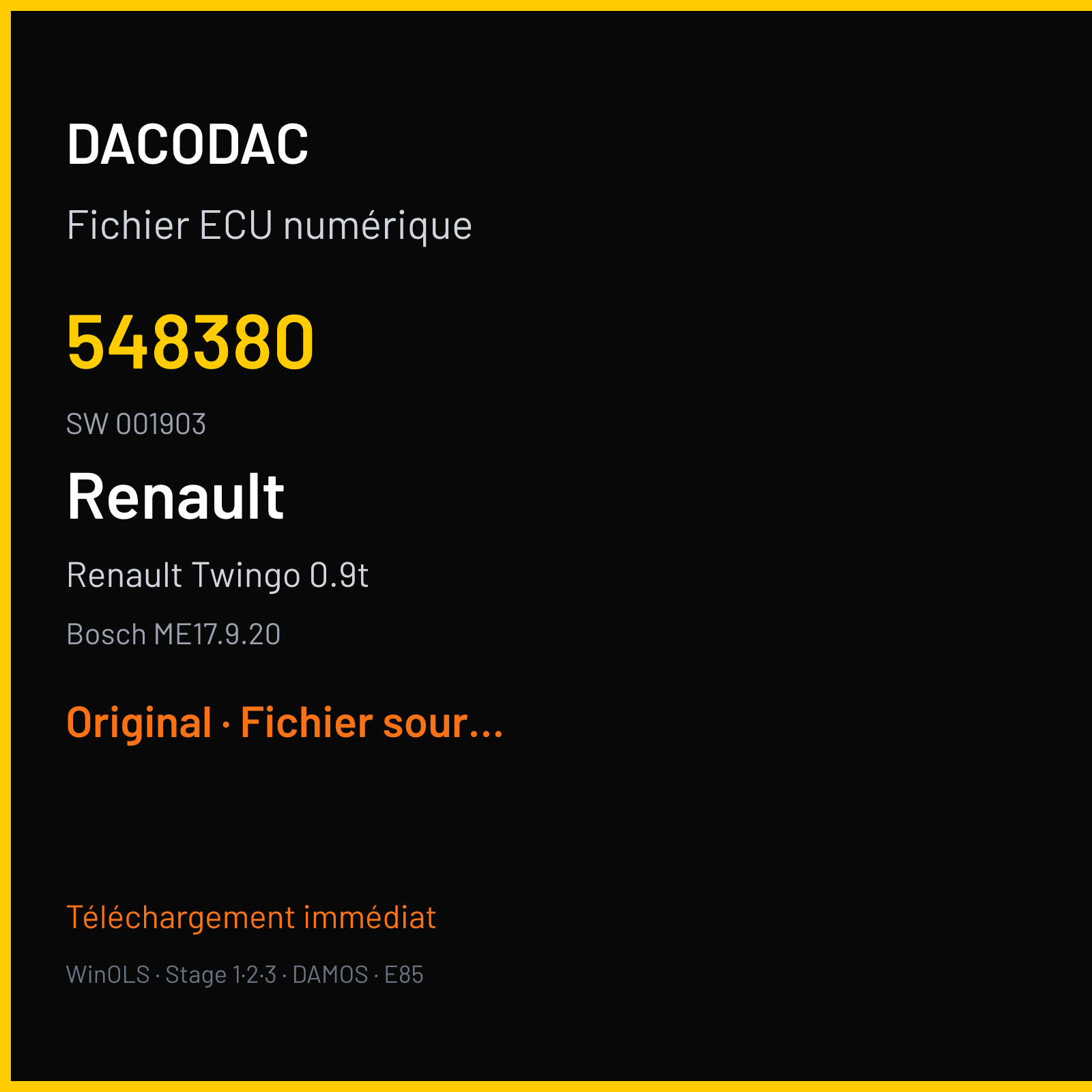 Renault Twingo 0.9T (2014) — Bosch ME17.9.20 — 548380 · 001903 — Original