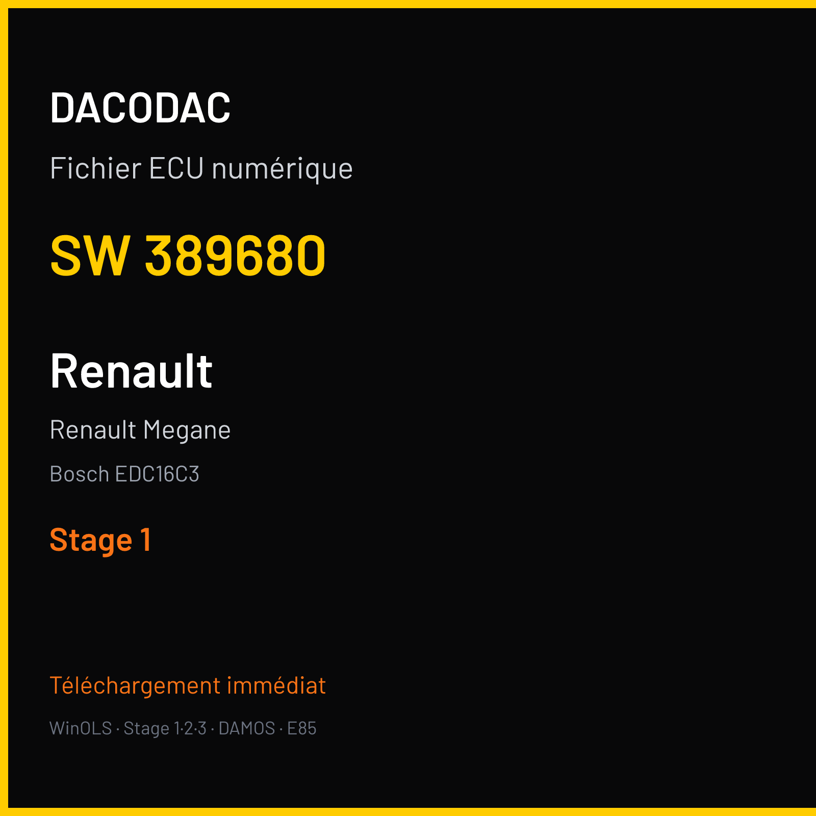 Renault Megane — Bosch EDC16C3 — 389680 — Stage 1