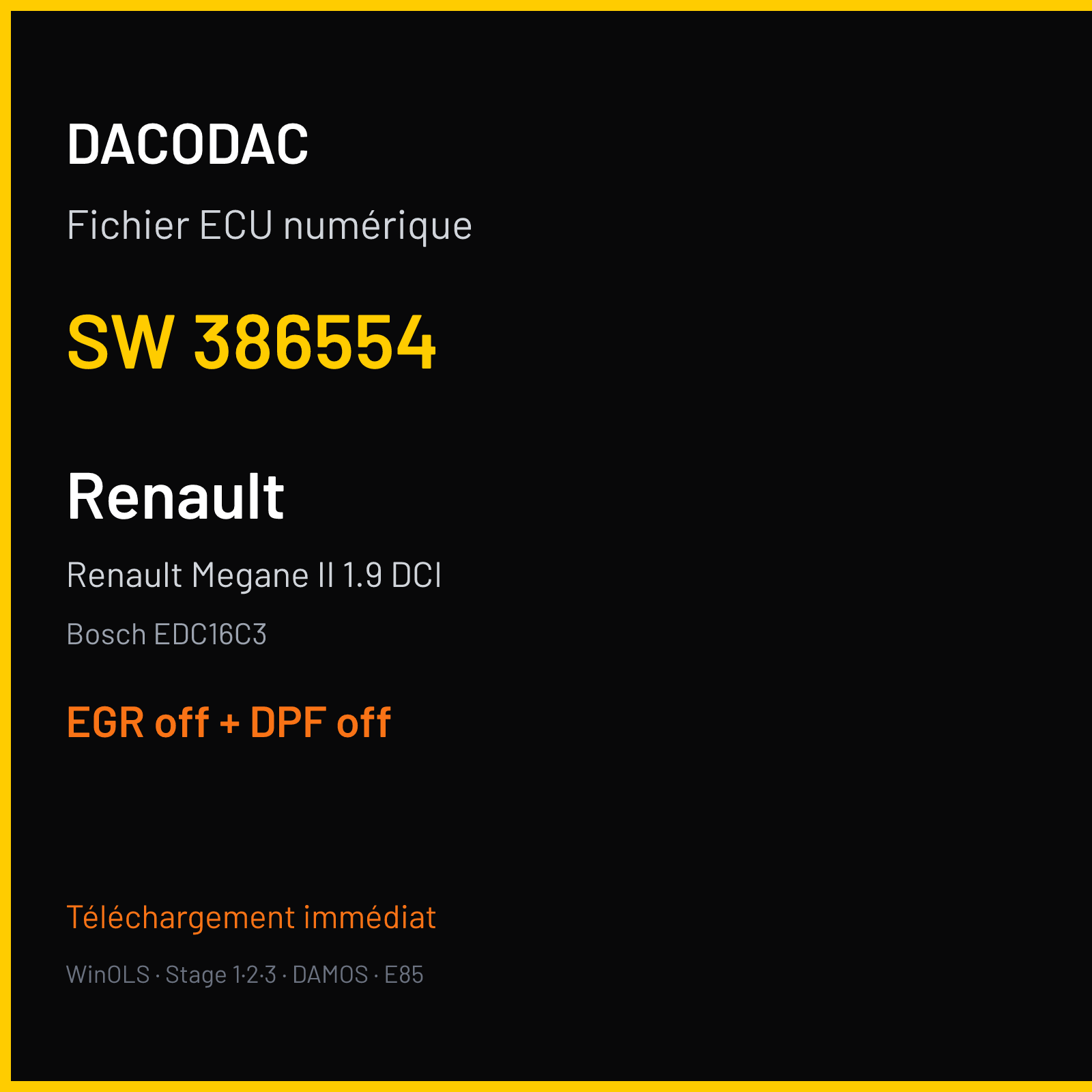 Renault Megane II 1.9 DCI (2006) — Bosch EDC16C3 — 386554 — EGR off + DPF off