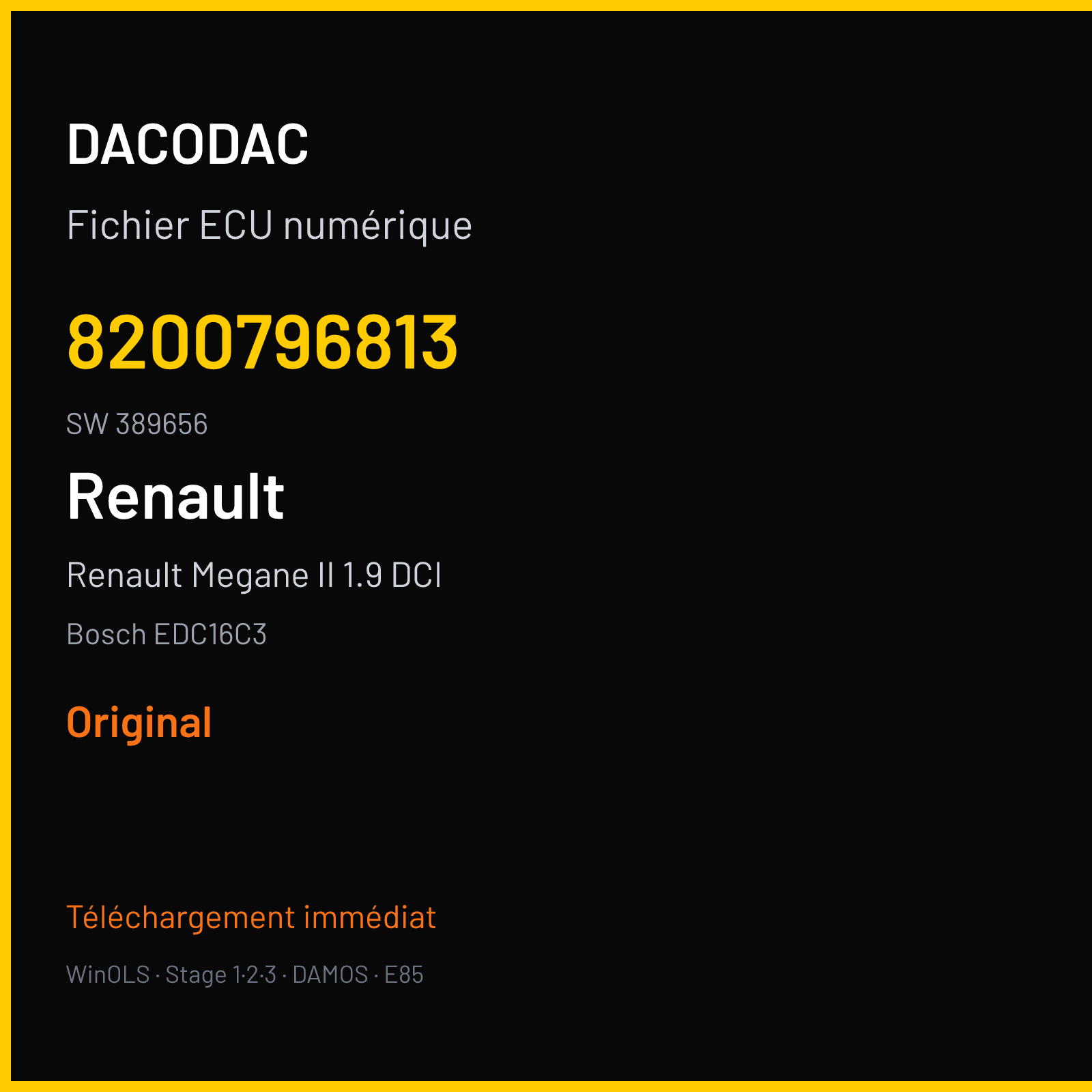 Renault Megane II 1.9 DCI (2006) — Bosch EDC16C3 — 8200796813 · 389656 — Original