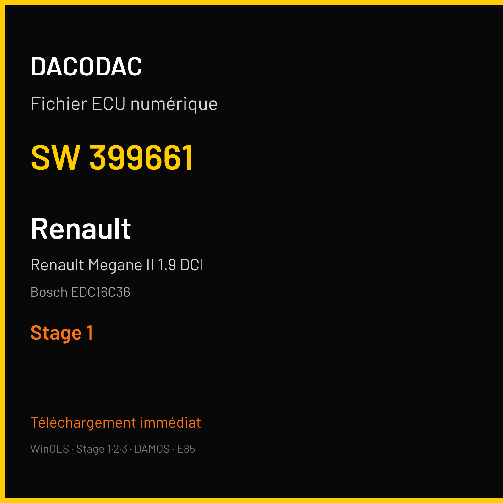 Renault Megane II 1.9 DCI (2007) — Bosch EDC16C36 — 399661 — Stage 1