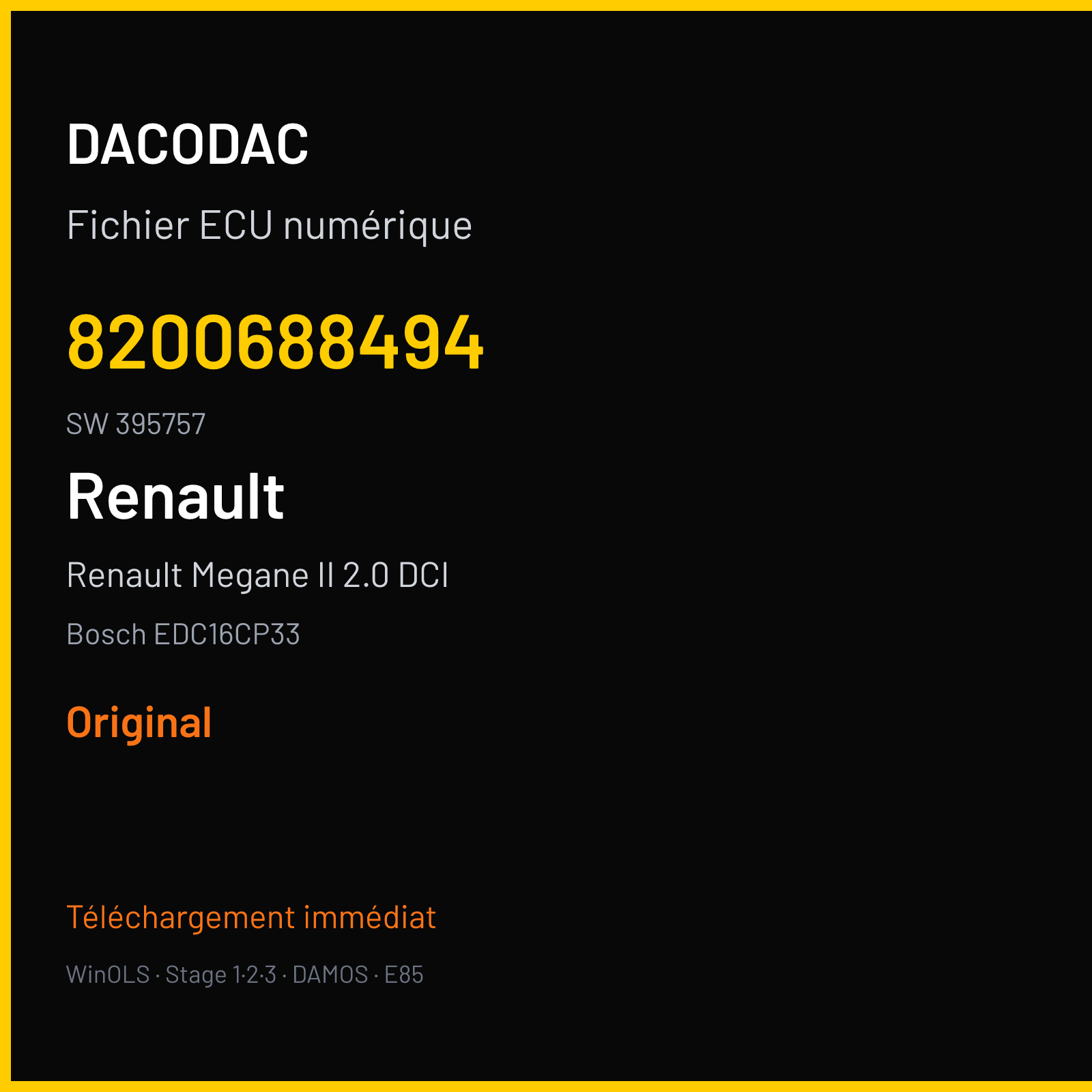 Renault Megane II 2.0 DCI (2008) — Bosch EDC16CP33 — 8200688494 · 395757 — Original