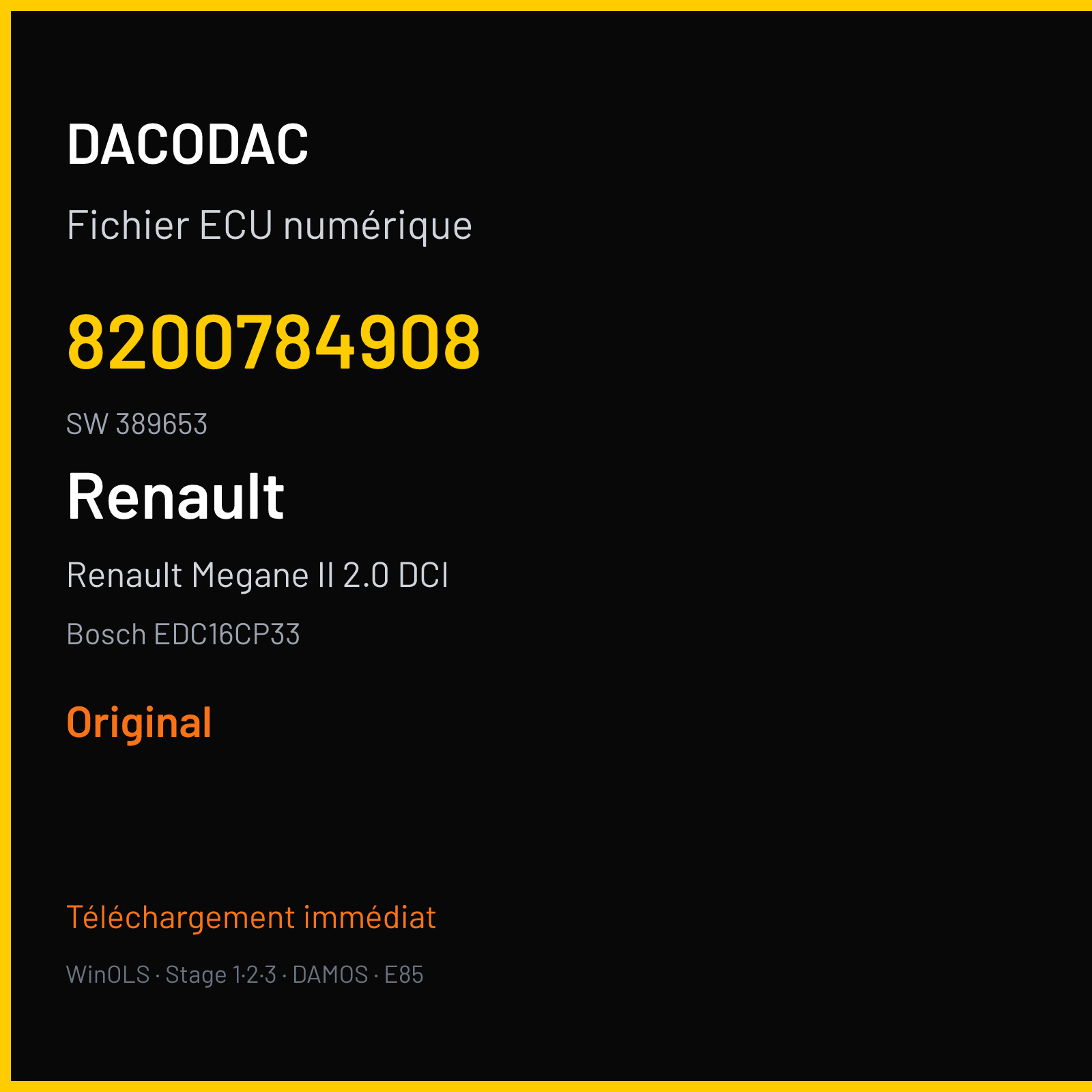 Renault Megane II 2.0 DCI (2007) — Bosch EDC16CP33 — 8200784908 · 389653 — Original