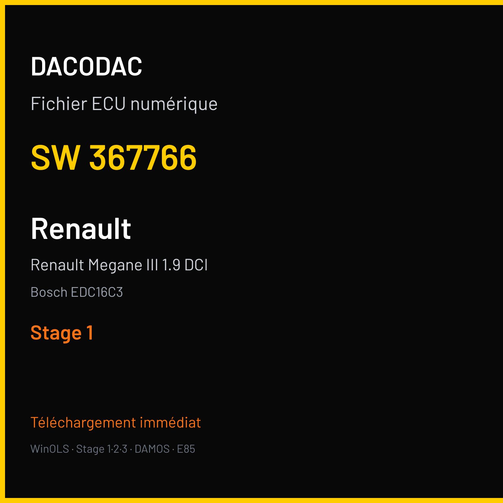 Renault Megane III 1.9 DCI (2002) — Bosch EDC16C3 — 367766 — Stage 1