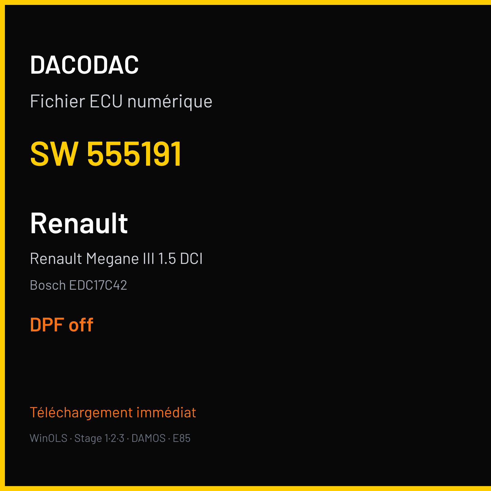 Renault Megane III 1.5 DCI (2013) — Bosch EDC17C42 — 555191 — DPF off