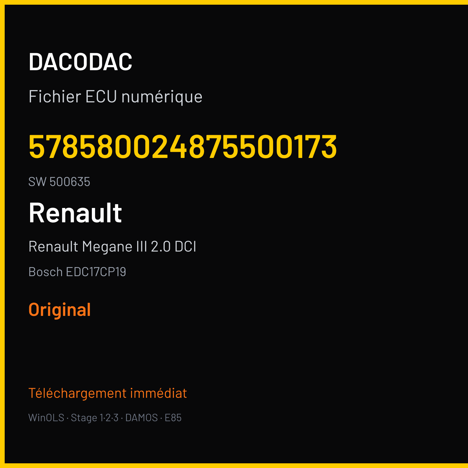 Renault Megane III 2.0 DCI (2010) — Bosch EDC17CP19 — 578580024875500173 · 500635 — Original