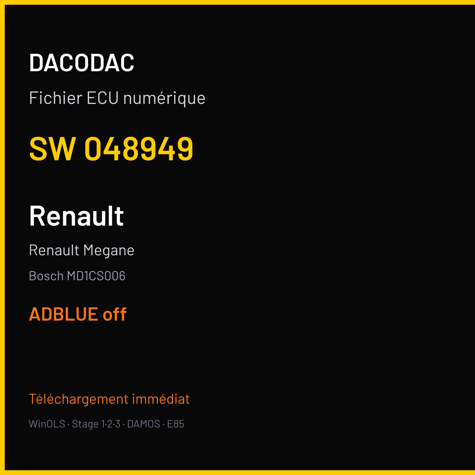 Renault Megane (2016) — Bosch MD1CS006 — 048949 — ADBLUE off
