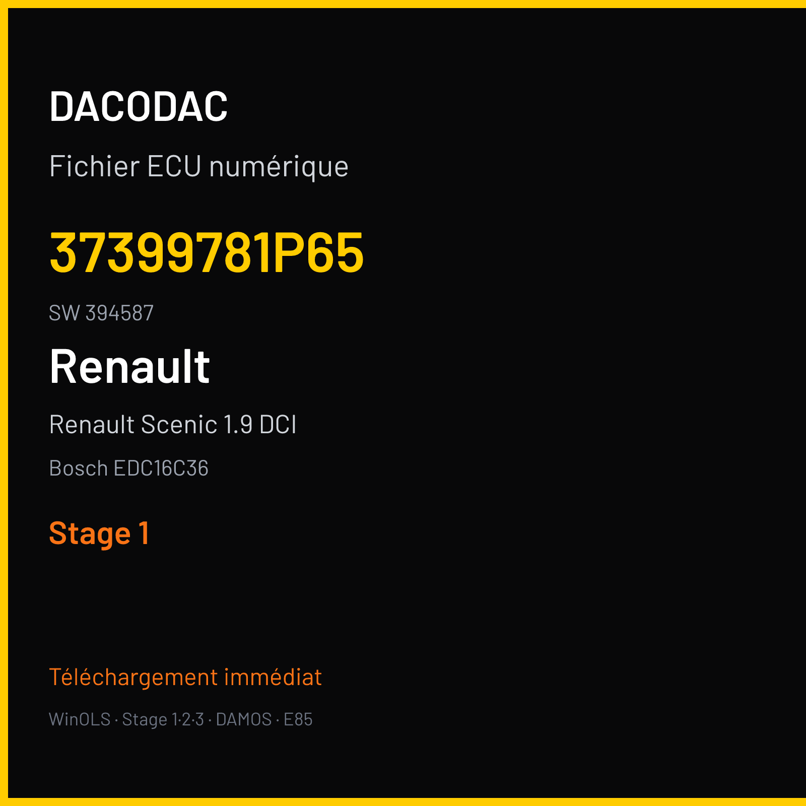 Renault Scenic 1.9 DCI (2010) — Bosch EDC16C36 — 37399781P65 · 394587 — Stage 1