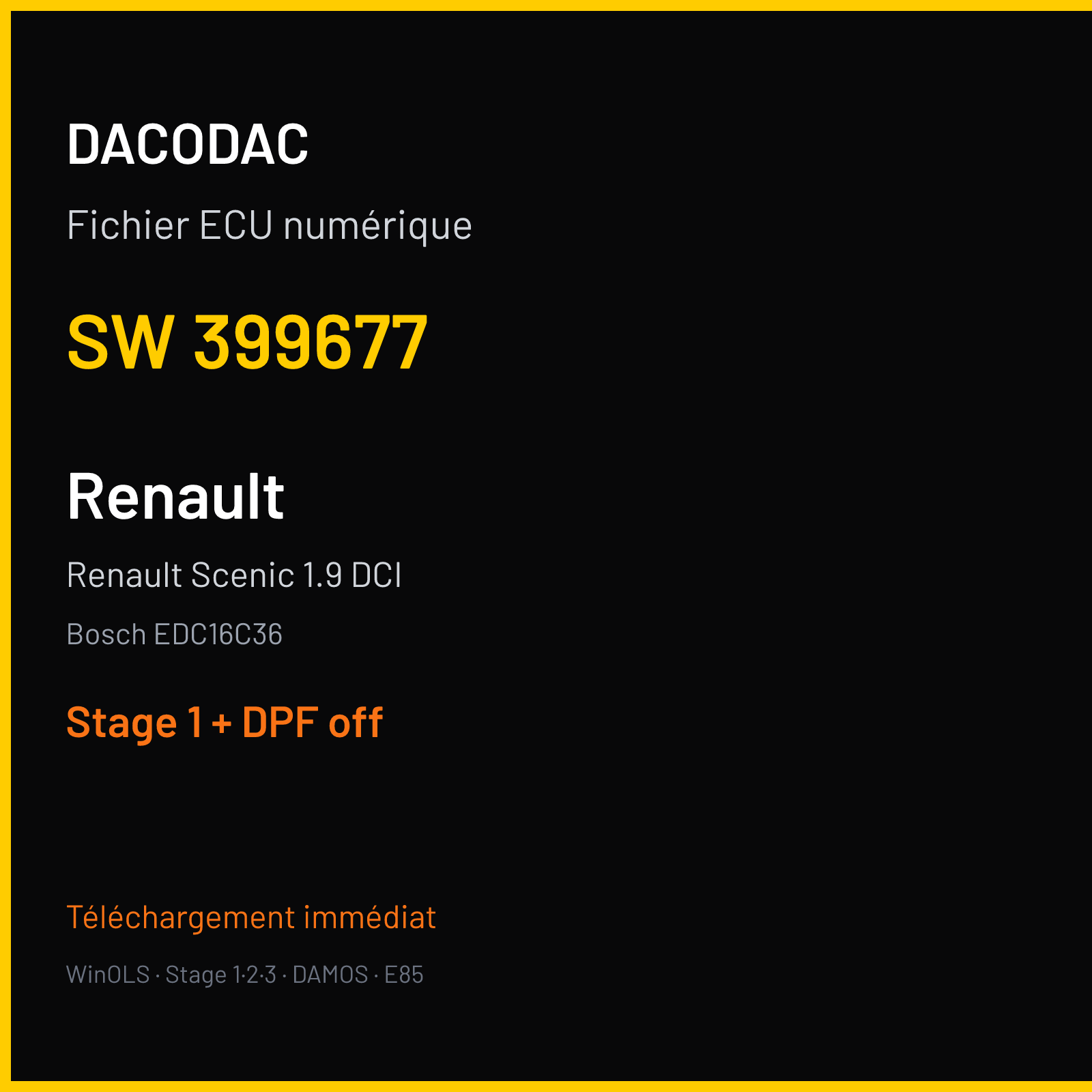 Renault Scenic 1.9 DCI — Bosch EDC16C36 — 399677 — Stage 1 + DPF off