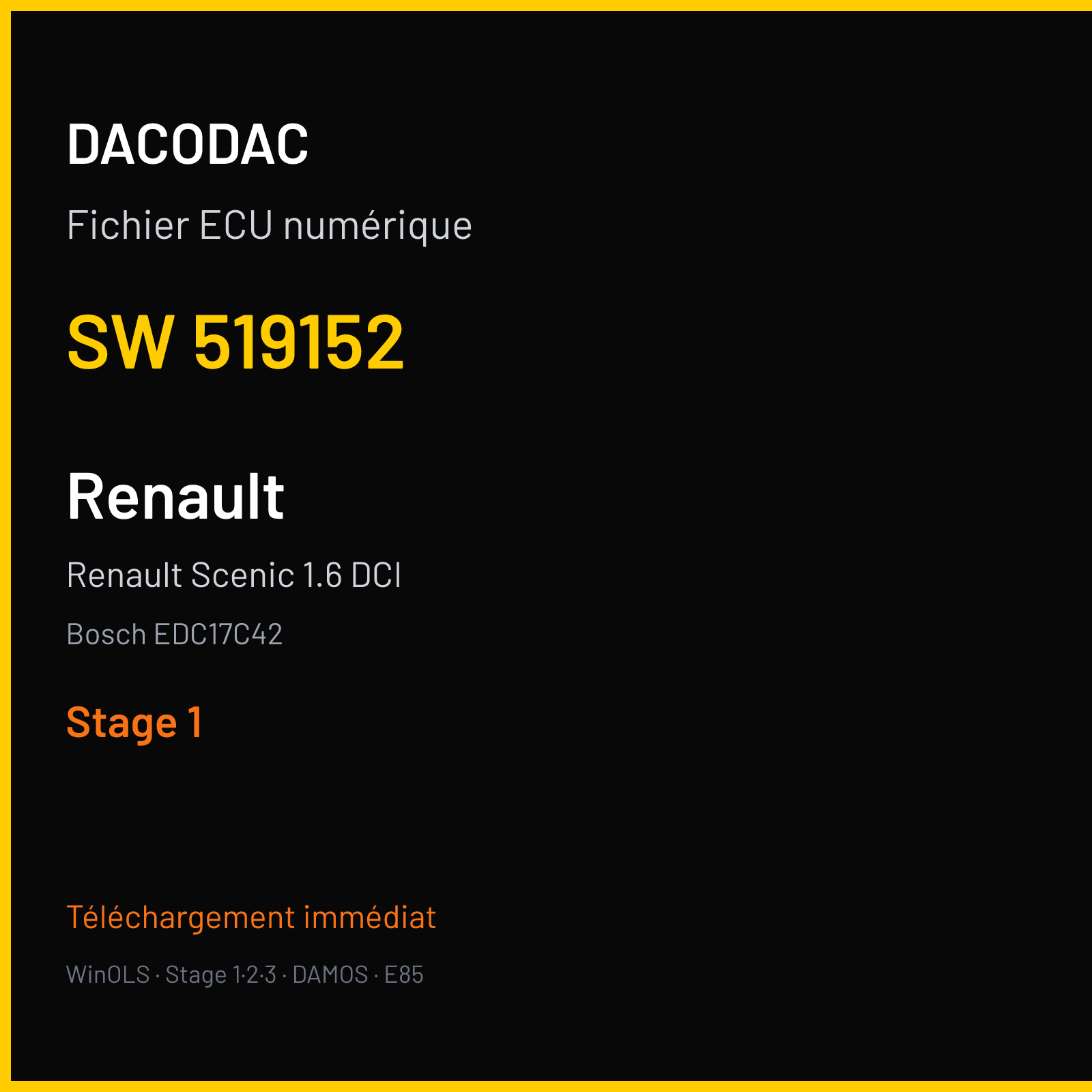 Renault Scenic 1.6 DCI (2011) — Bosch EDC17C42 — 519152 — Stage 1