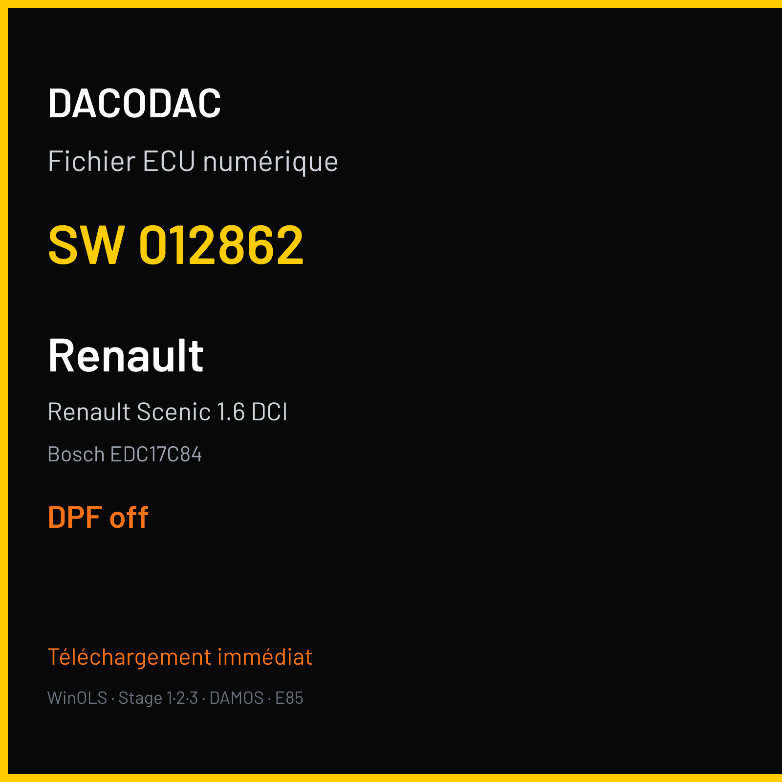 Renault Scenic 1.6 DCI (2017) — Bosch EDC17C84 — 012862 — DPF off